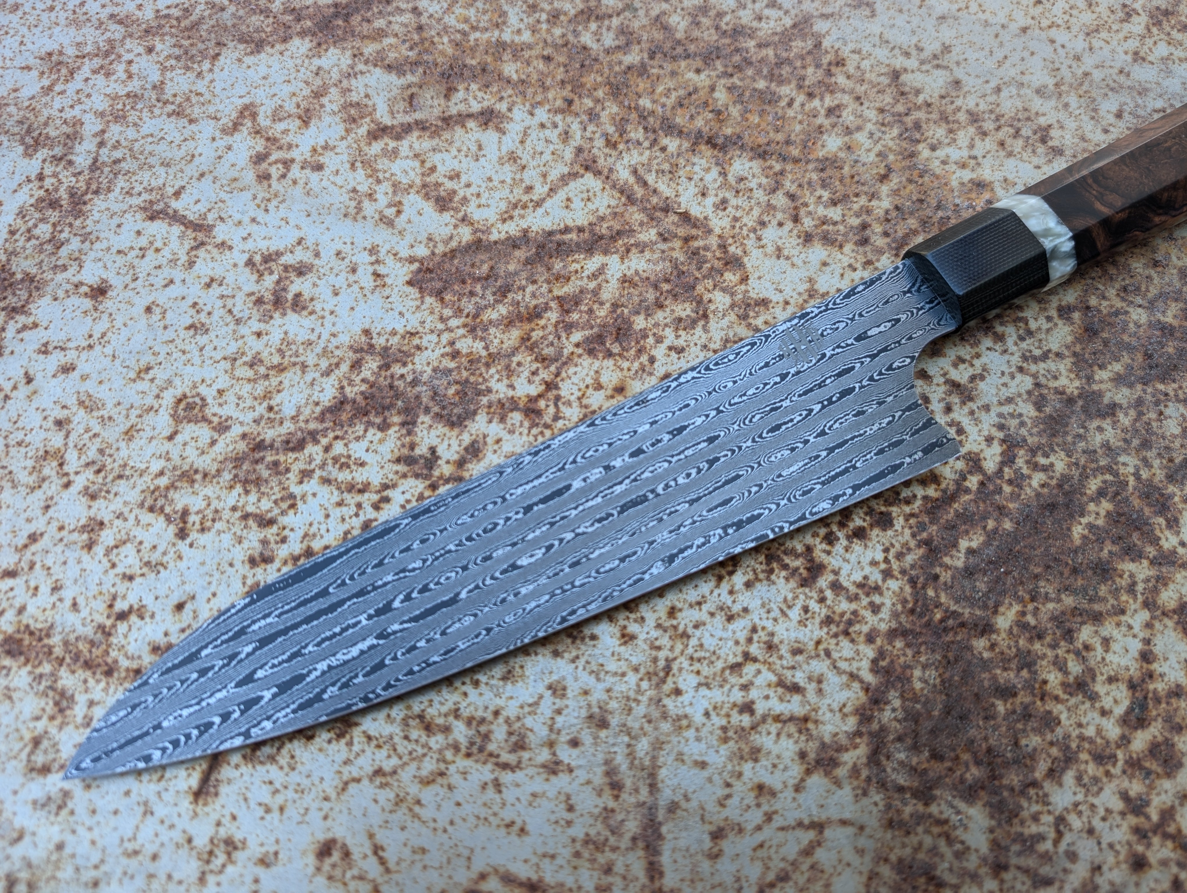 Premium HHH Custom 210mm Gyuto Chef Knife - Japanese High Carbon Steel Blade with Lateral Pattern for Professional Cooking & Slicing | Perfect for Sushi, Meat Cutting & Kitchen Prep