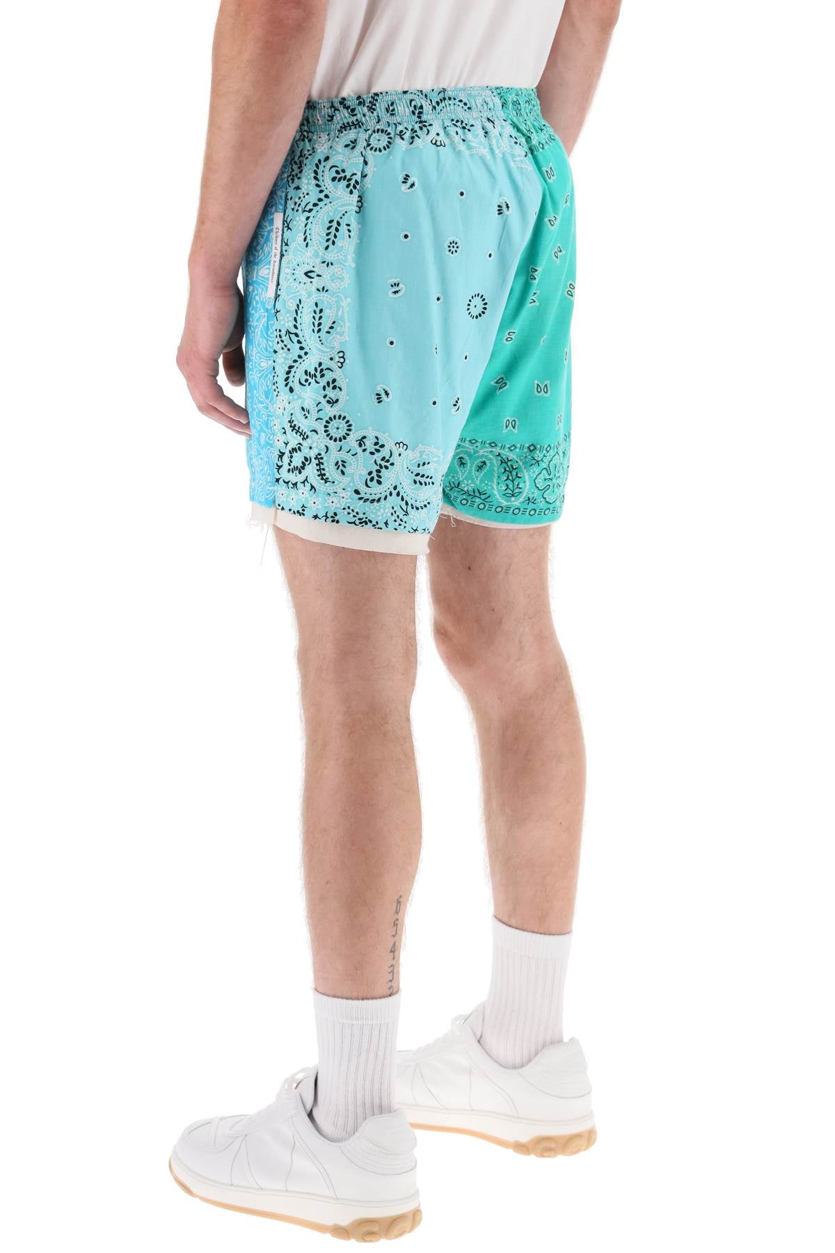 Children of the Discordance Patchwork Bandana Shorts for Men - Stylish Streetwear Short Pants for Summer Casual Outfits and Music Festivals