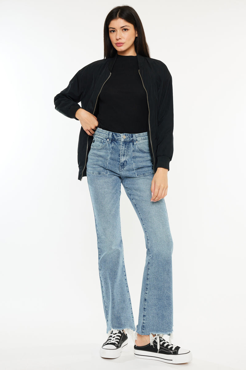 Hawthorne High Rise Flare Jeans for Women - Petite Fit, Comfortable Stretch Denim Pants for Casual Wear & Everyday Outfits
