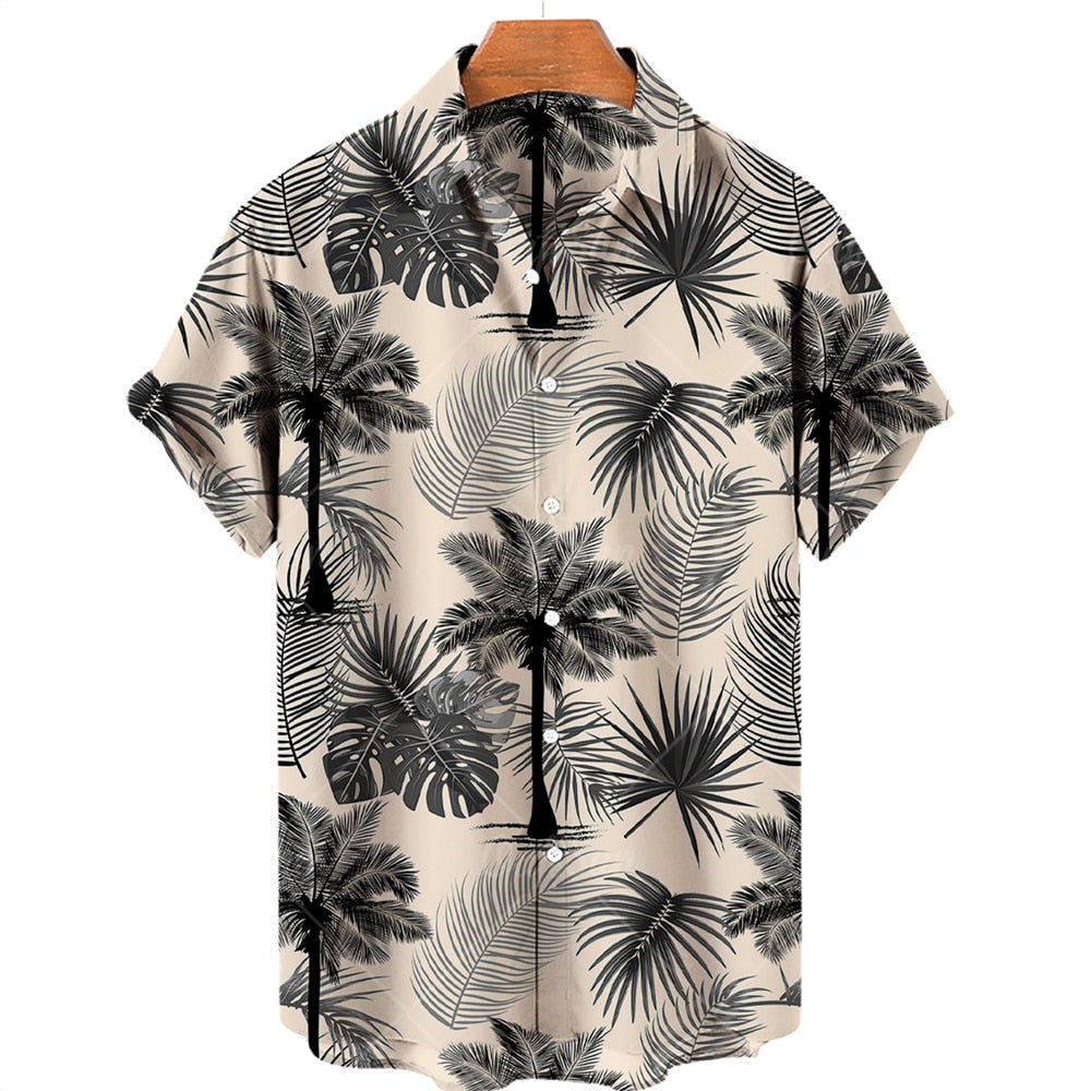 AntoniosClothing Men's Hawaiian Summer Short Sleeve Shirt - Tropical Floral Print Casual Button Up Shirt for Beach Vacation, Luau Party & Summer Outings
