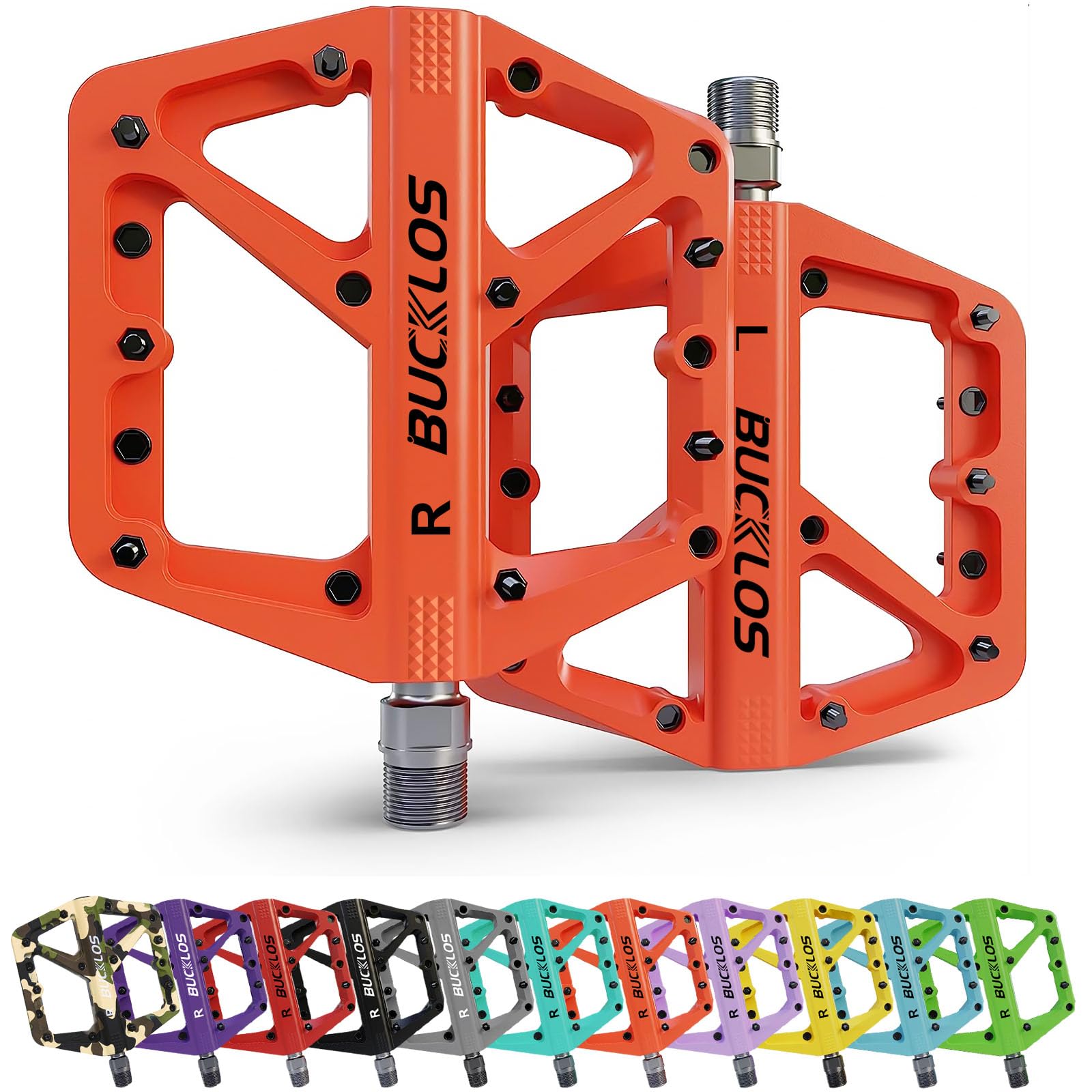 BUCKLOS Mountain Bike Pedals - Non-Slip MTB Pedals for Adults, 9/16