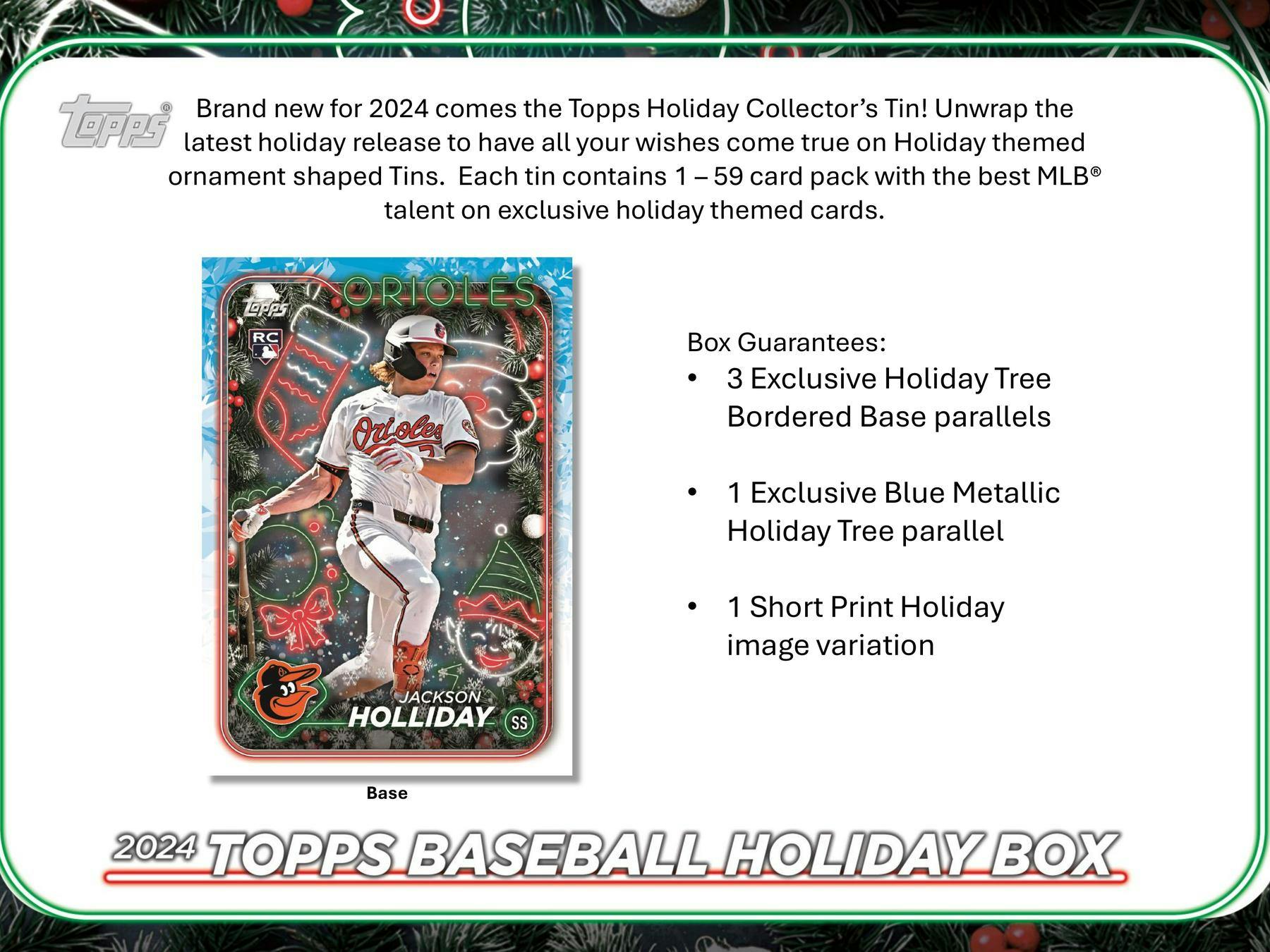 2024 Topps Holiday Baseball Tin - Limited Edition Collectible Cards for Baseball Fans | Perfect for Gifts, Trading & Holiday Collections