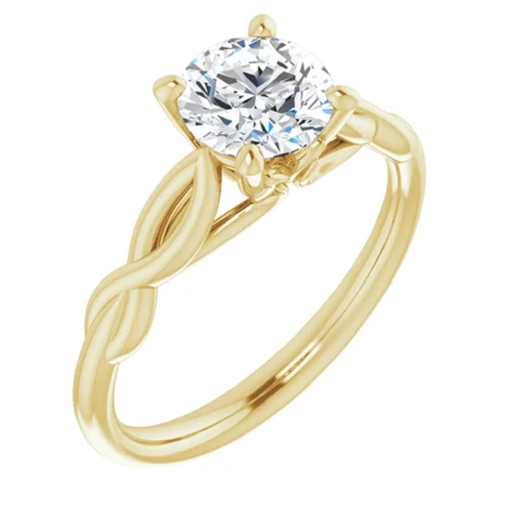 10K Solid Yellow Gold Handmade Engagement Ring - 1 CT Round Cut Moissanite Diamond Solitaire Wedding Ring for Women - Perfect for Proposals, Anniversaries & Bridal Jewelry Gifts