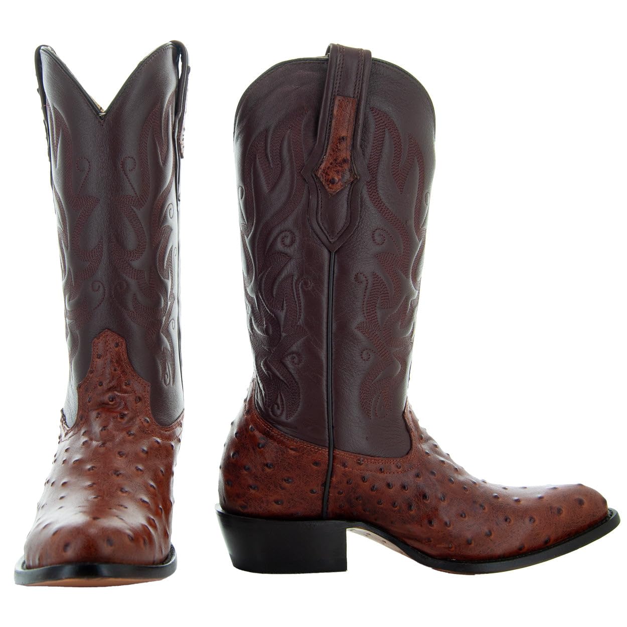 Soto Boots H7002 Men's Exotic Ostrich Print Cowboy Boots - Western Style Leather Boots for Men | Perfect for Country Music Festivals, Rodeo Events & Western Fashion