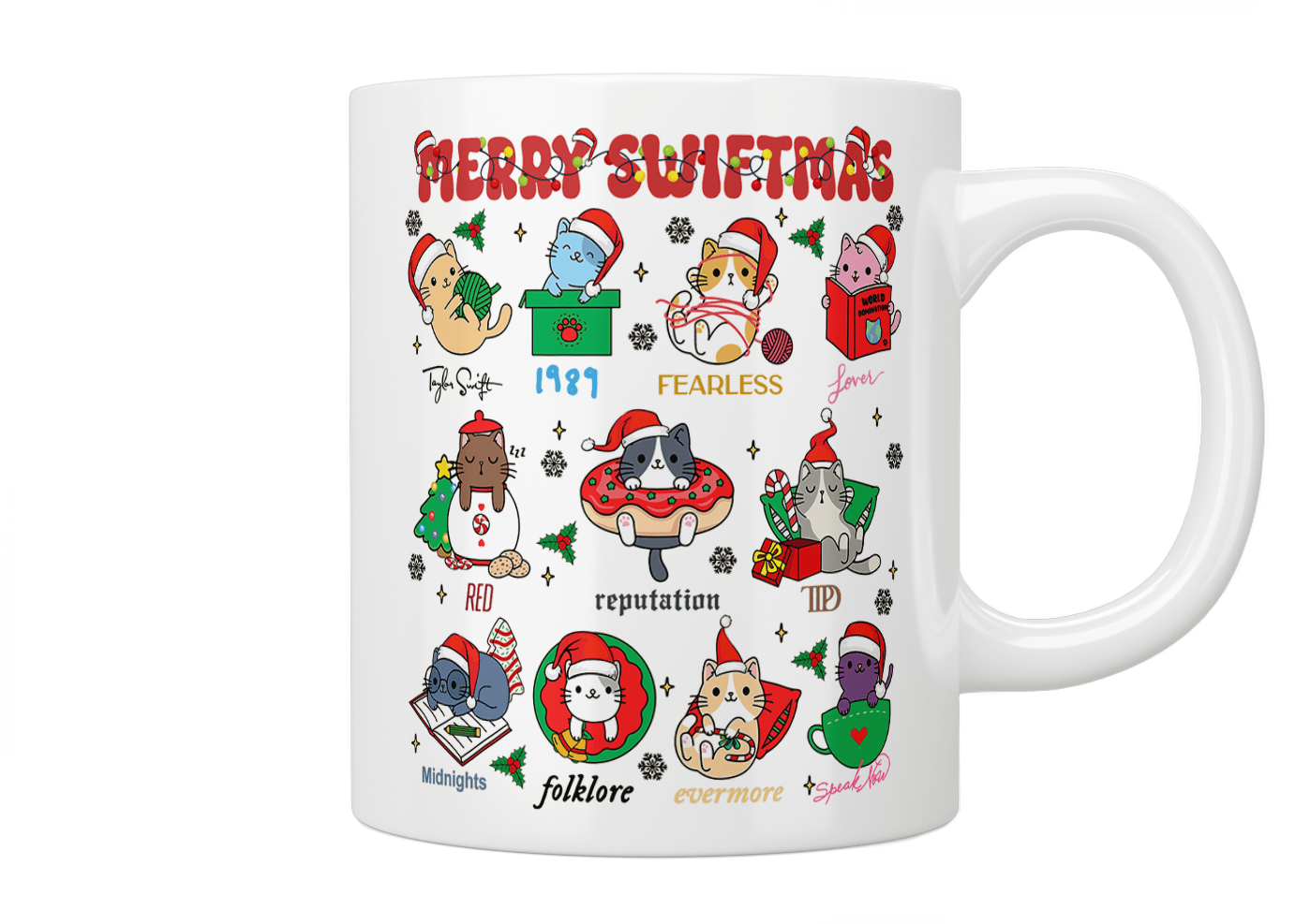 Taylor Swift Christmas Mug - Merry Swiftmas (Cats Version) | Cute Holiday Coffee Cup for Swifties | Perfect Gift for Taylor Swift Fans