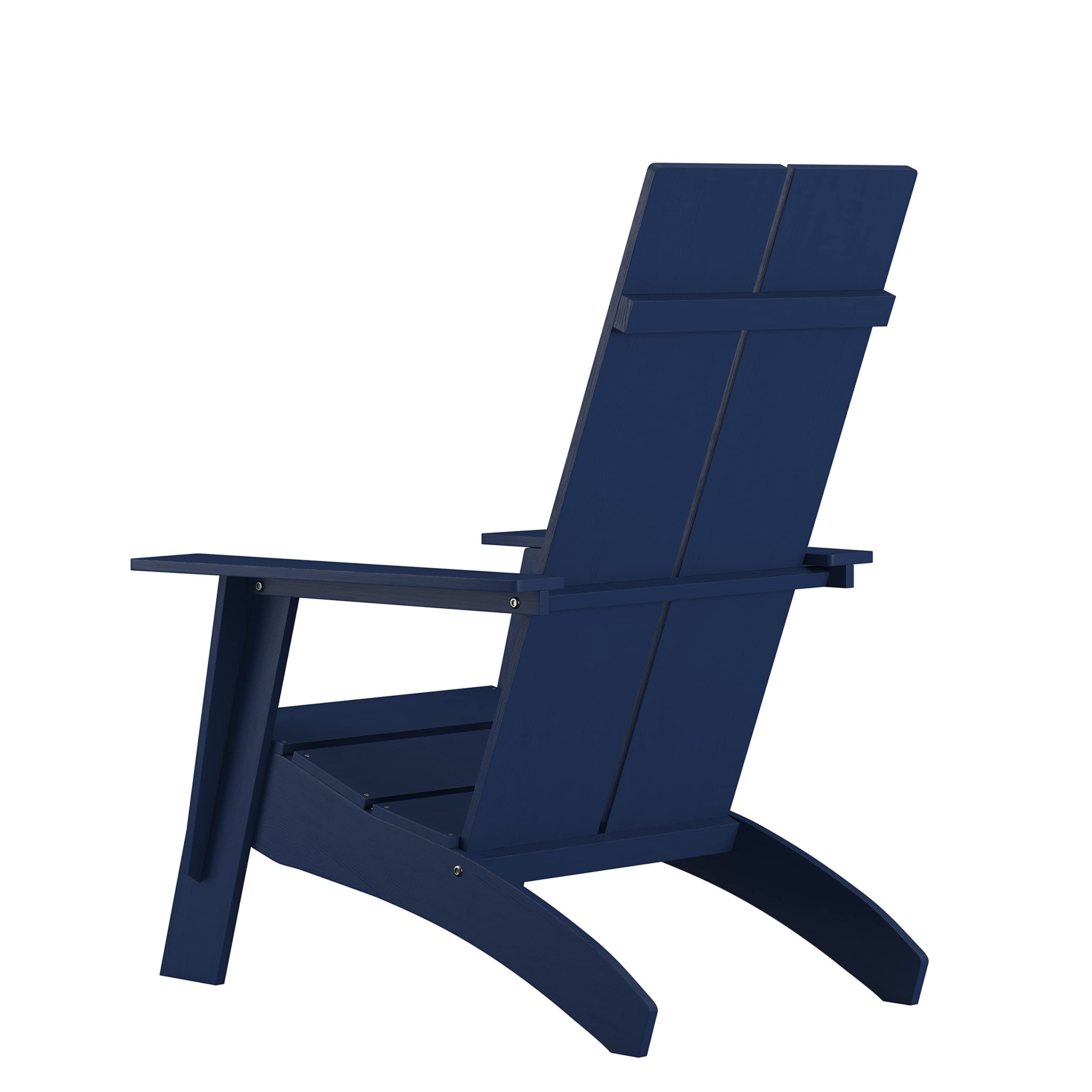 Emma & Oliver Set of 2 Navy Blue Modern Adirondack Chairs - Dual Slat Back Design for Indoor & Outdoor Use - Perfect for Patio, Garden, Poolside and Porch Relaxation
