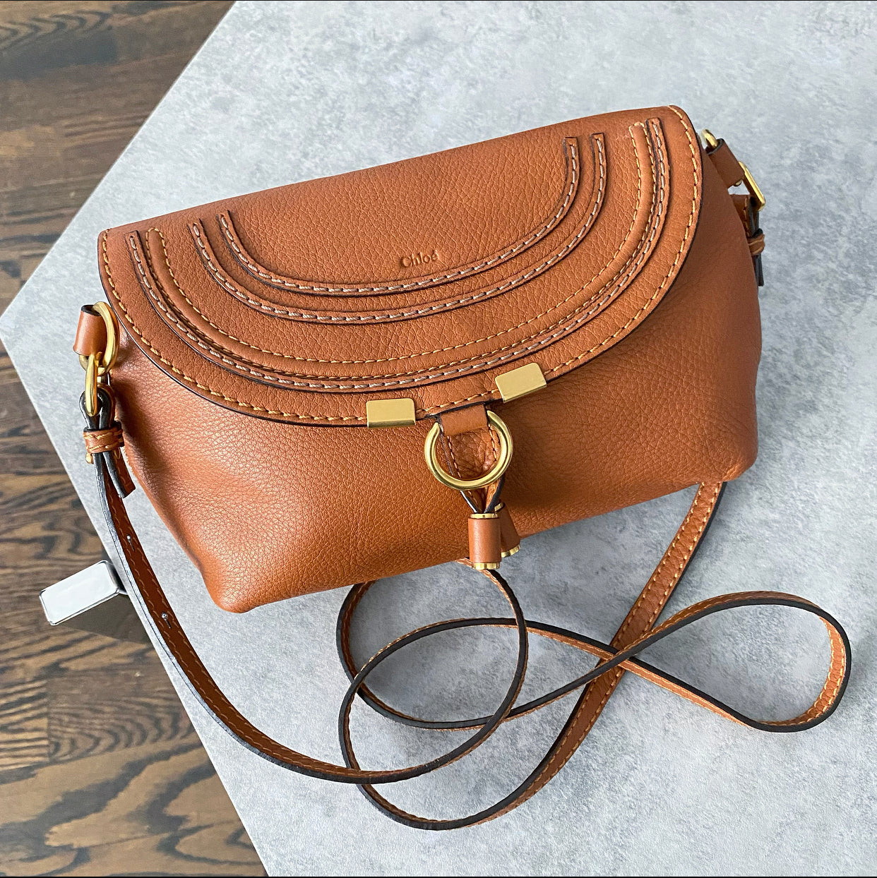 Chloe Tan Mini Marcie Crossbody Bag - Stylish Leather Shoulder Purse for Women | Perfect for Everyday Use, Travel & Date Night