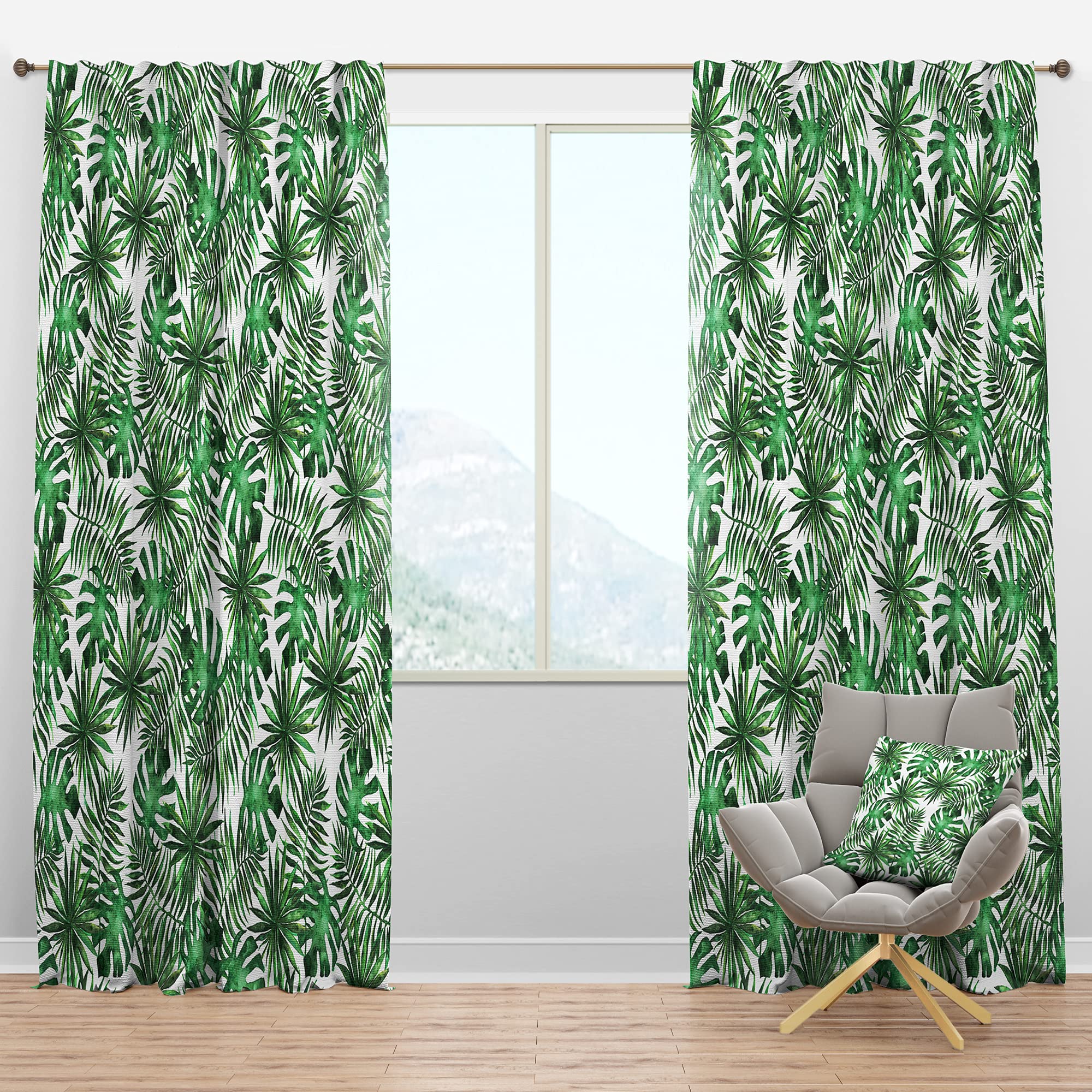 Blackout Curtains 'Tropical Leaves & Branches' - Thermal Insulated Bedroom & Living Room Drapes - Single Panel 52x84 Inches - Perfect for Home Decor, Privacy & Light Control