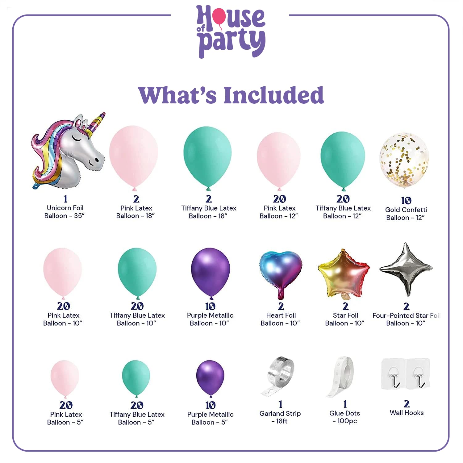 Unicorn Balloon Arch Kit - Pink, Purple & Gold Confetti Latex Balloons for Birthday Party, Bridal Shower, Baby Shower, Photo Booth Decorations | Perfect for Indoor & Outdoor Celebrations