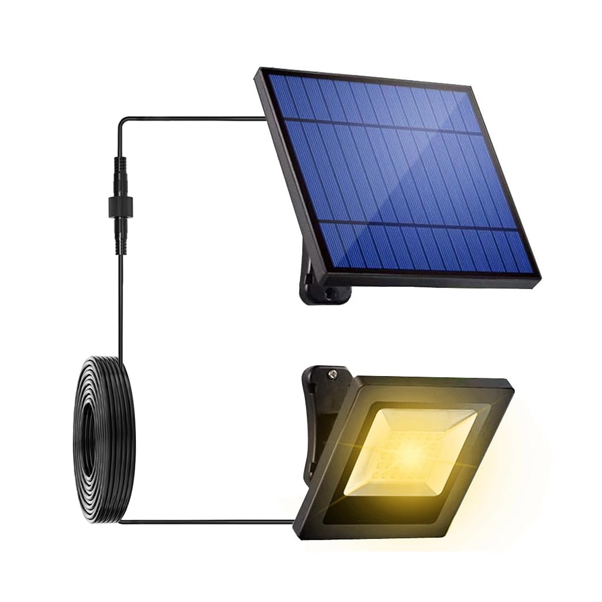 Outdoor Solar Spot Lights Waterproof with 16FT Extension Cable - 3000K Warm White LED Solar Flood Light for Wall, Garage, Yard, Patio & Landscape Lighting - Dusk to Dawn Auto On/Off - Perfect for Pathway, Garden & Security Lighting