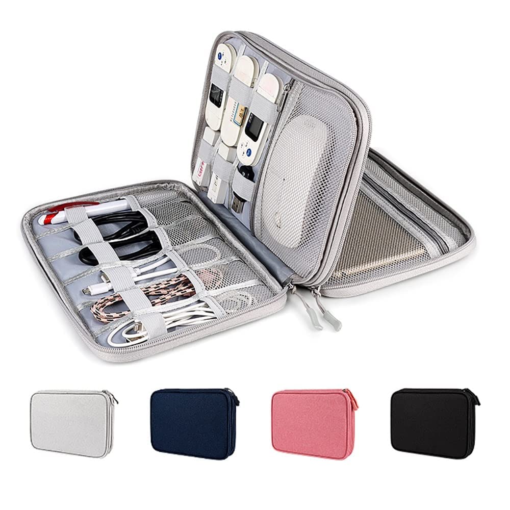 2 Pack Waterproof Electronics Organizer Bag - Universal Travel Cable Organizer for Tablet, Charger, USB Drive, SD Card & Power Bank | Portable Digital Accessories Storage Case for Home, Office & Travel Use