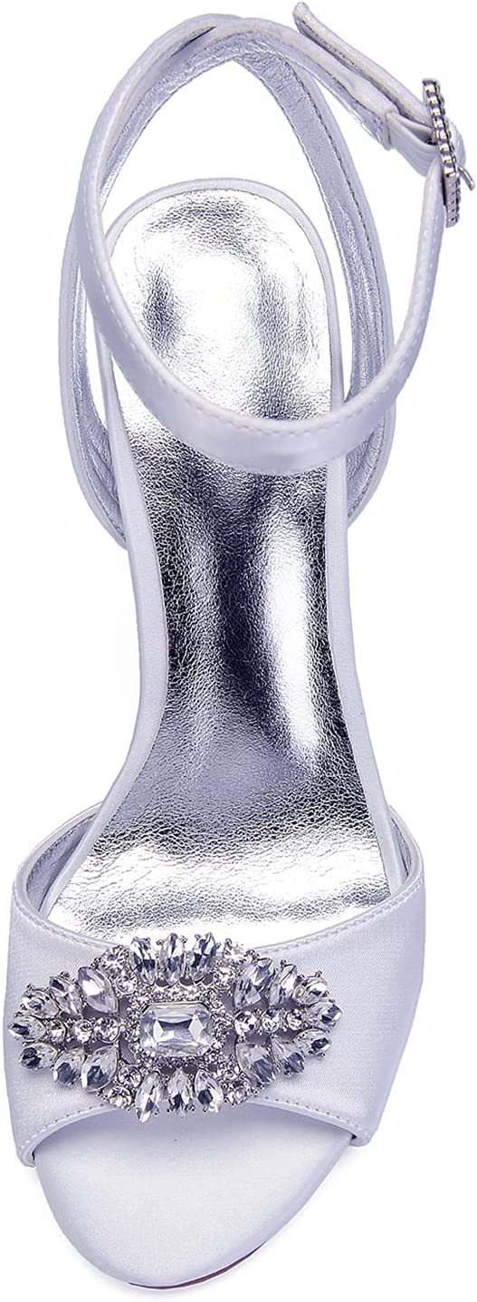Elegant Rhinestone Stiletto Heel Sandals for Women - Dark Purple Satin Bridal Wedding Shoes with Pointed Toe | Perfect for Summer Weddings, Evening Parties & Special Occasions (UK Size 5)