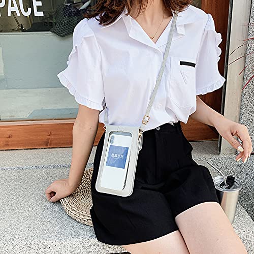 Leather Crossbody Phone Purse for iPhone 13 - Touch Screen Mini Shoulder Bag with Card Slots & Adjustable Strap | Women's Wallet Phone Pouch in Gray | Perfect for Shopping, Travel & Everyday Use