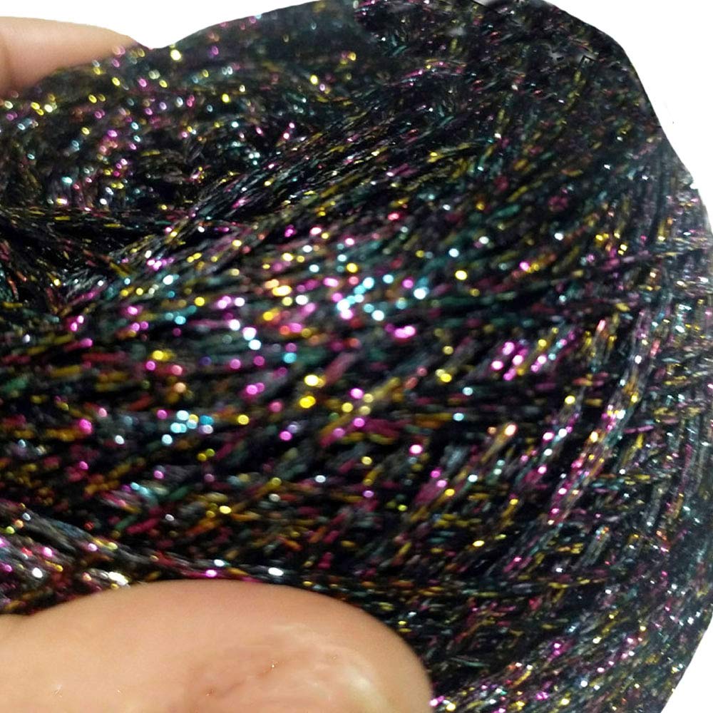 200g DIY Black Glitter Lurex Yarn - Sparkle Metallic Crochet Thread for Sweaters, Bags, Toys & Accessories | Perfect for Knitting, Crochet & Craft Projects