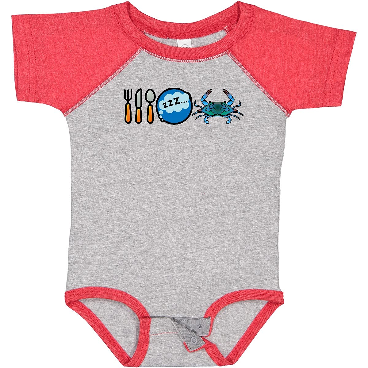 Eat Sleep Eat Crab Baby Bodysuit - Funny Cute Infant Onesie for Boys & Girls | Perfect for Beach Vacations, Family Photos & Crab Lovers