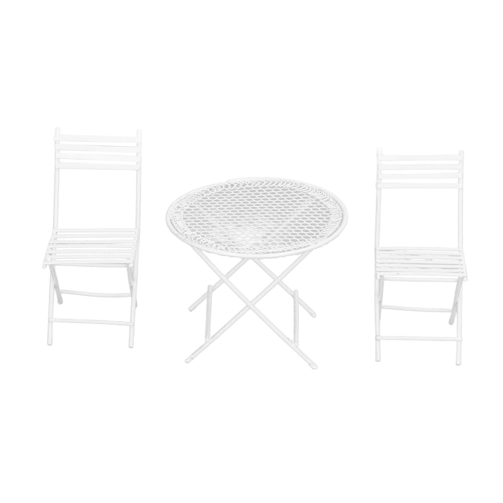 Keenso 1:12 Scale Miniature White Patio Bistro Set - Dollhouse Garden Table & Chairs for DIY Doll Accessories, Home Decor & Model Scenes | Perfect for Dollhouse Displays, Fairy Gardens & Miniature Collectors