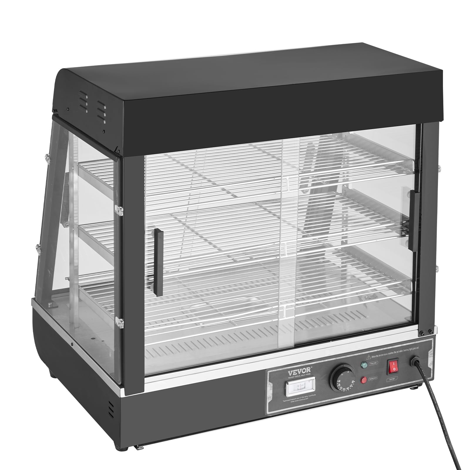 VEVOR 3-Tier Commercial Food Warmer Display - 1200W Electric Food Warmer with LED Light, Adjustable Shelves & Digital Temperature Control (86°F-185°F), 111L Capacity - Perfect for Restaurants, Cafes & Buffets Serving Burgers, Pizza, Bread & Fried Chicken