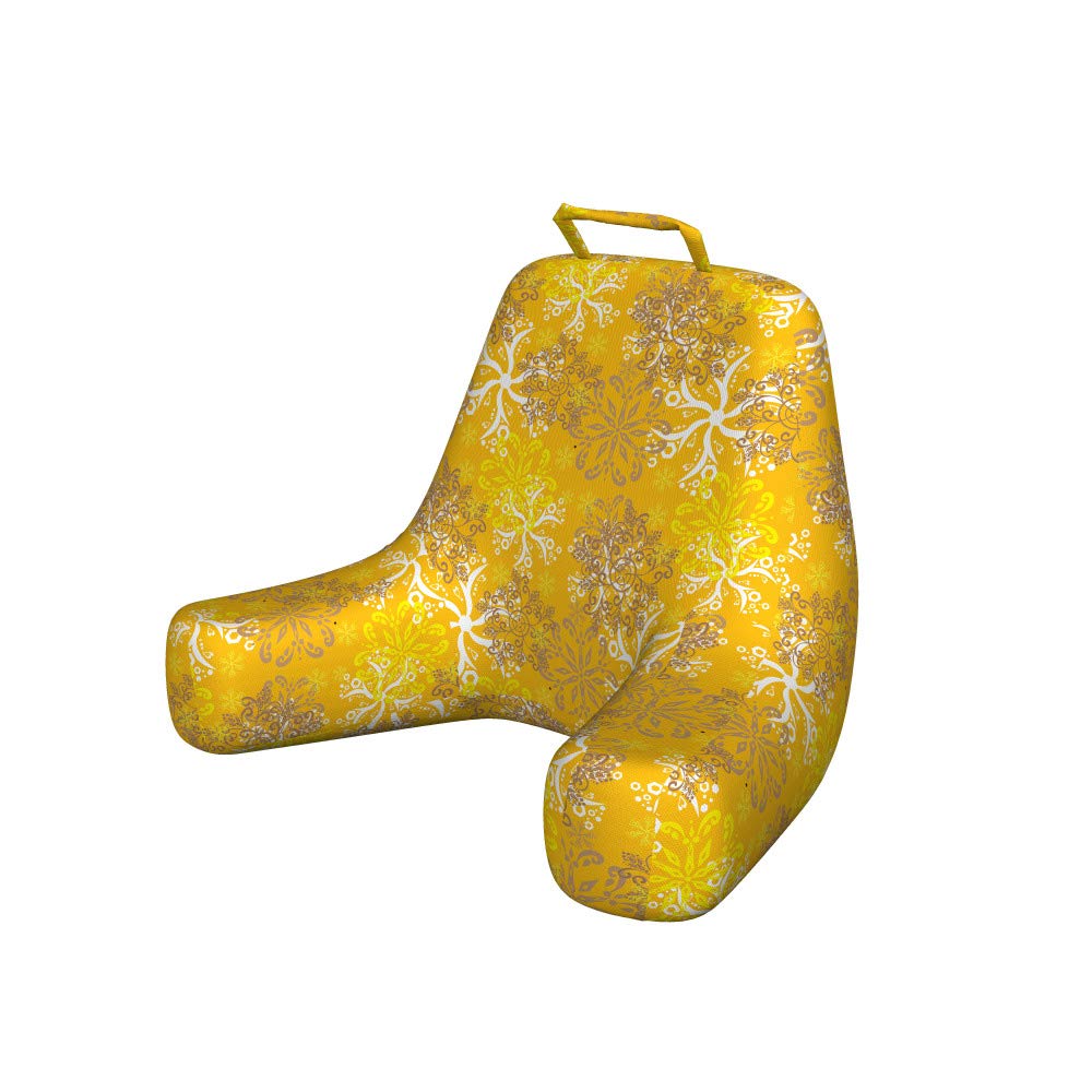 Ambesonne XL Snowflake Swirl Design Yellow & White Reading Pillow Cover - Soft Fabric Bed Rest Case for Reading, Lounging & Nursing - Marigold Yellow Tan Unstuffed Decorative Pillow Sham    (Use Cases: Perfect for book lovers, pregnancy support, cozy bedroom decor, and comfortable sofa lounging)