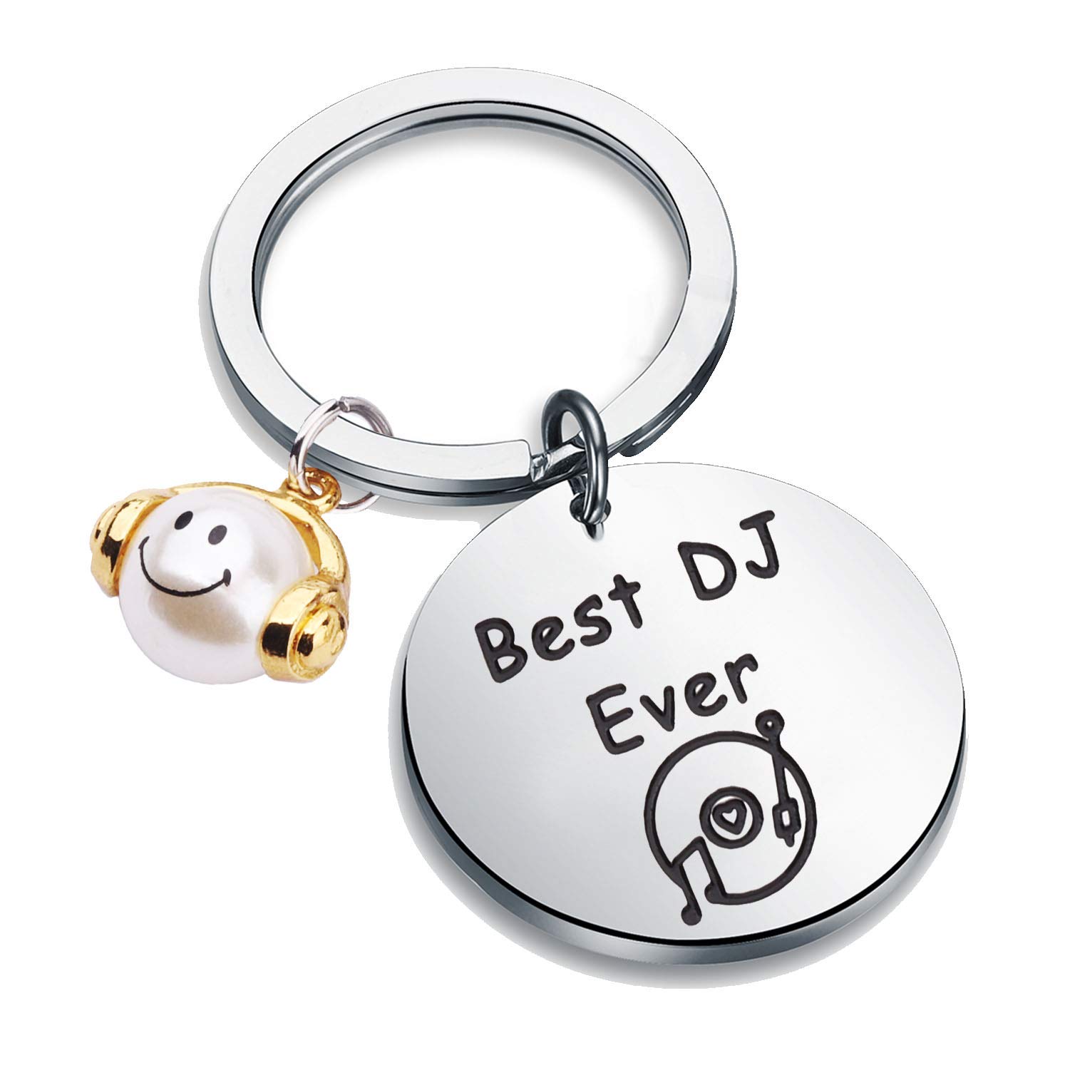 PLITI Best DJ Ever Pearl Headphone Keychain - Unique Music Lover Gift for DJs, Musicians, Men & Women - Perfect for Weddings, Parties & Music Events
