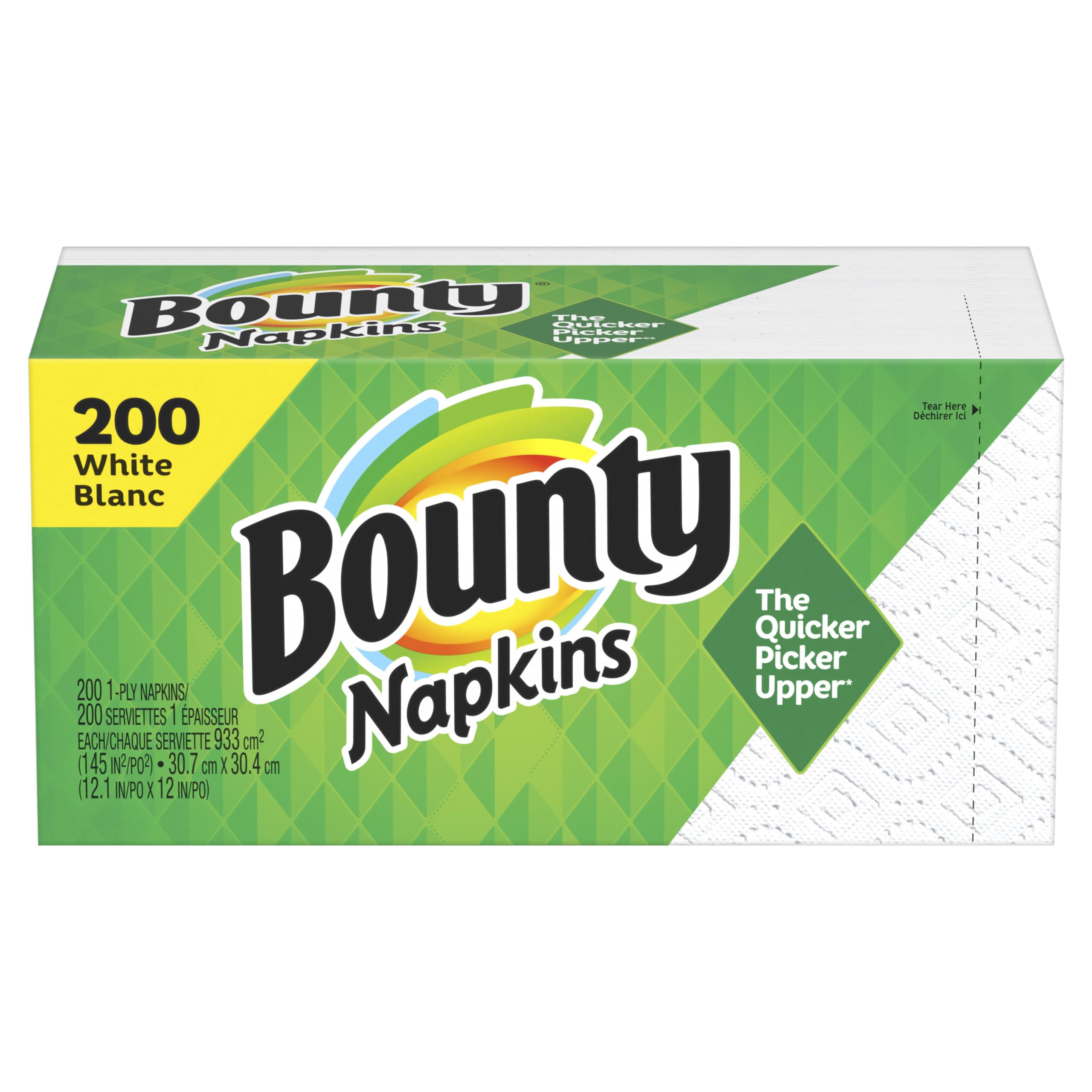 Bounty White Paper Napkins, 200 Count - Premium Absorbent Dinner Napkins for Parties, Restaurants & Everyday Use