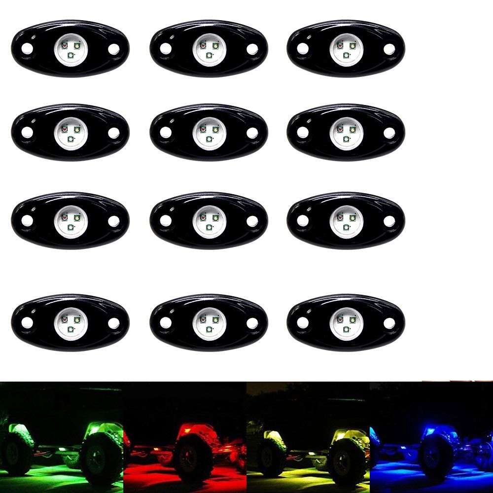 OPP ULITE RGB LED Rock Lights 12 Pods - APP Controlled Offroad Underglow Light Kit with DIY Color, Timing & Music Sync Modes | Perfect for Jeep, Truck, UTV, SUV, ATV, Motorcycle & Boat Interior Lighting | Enhance Night Rides, Car Shows & Outdoor Adventures