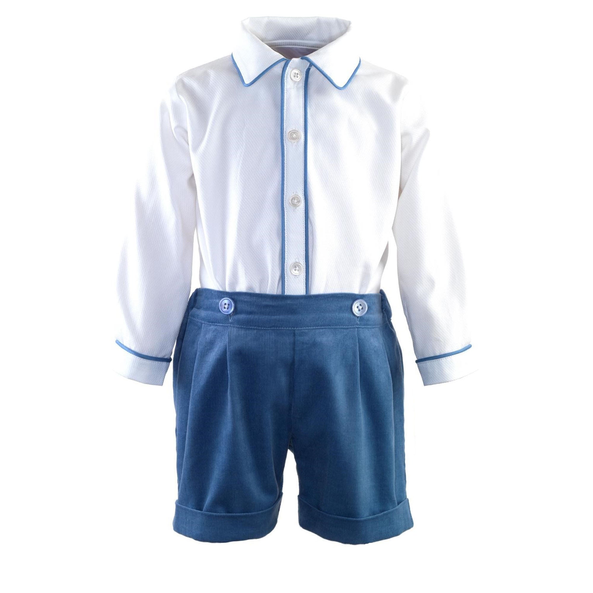 Stylish Blue Cord Shorts and Shirt Set for Men - Comfortable Summer Outfit for Casual Wear, Beach Vacation & Outdoor Activities