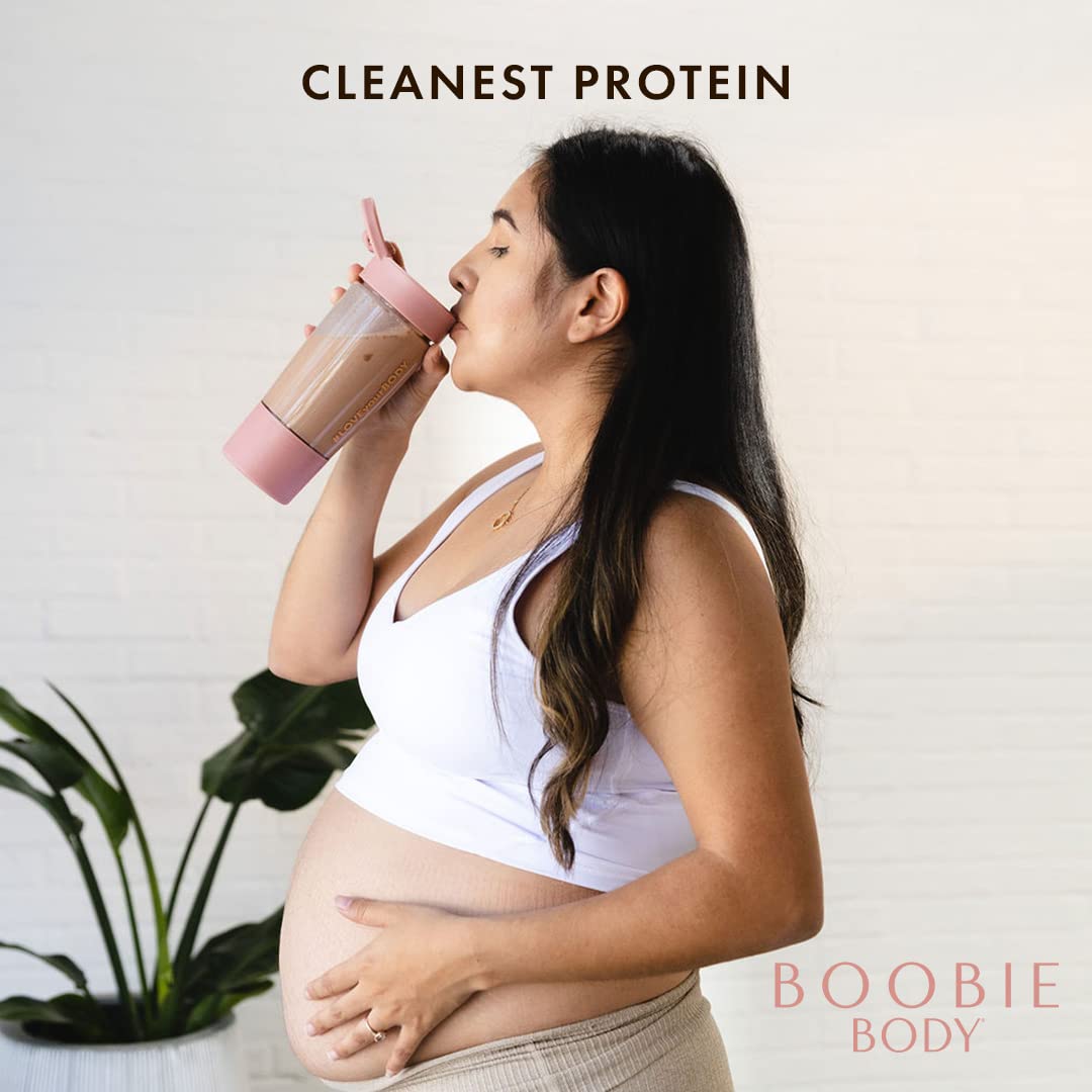Boobie Body Superfood Protein Shake for Moms - Organic Lactation Support Powder with Probiotics to Increase Milk Supply, Dairy-Free, Gluten-Free, Vegan Vanilla Cookie Flavor (10 Single-Serve Packets) - Perfect for Postpartum Recovery & Breastfeeding Nutrition