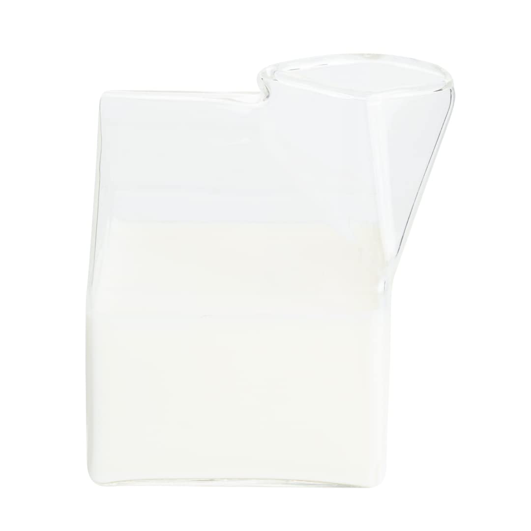 **12oz Reusable Glass Milk Carton - Durable Clear Glass Creamer for Milk, Juice & Coffee | Dishwasher Safe | Perfect for Home, Restaurant & Cafe Use**