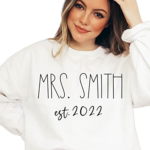 Custom Mrs Sweatshirt for Women - Personalized Bride Hoodie, Cute Future Mrs & Wifey Sweatshirt - Unique Bridal Shower Gift & Wedding Party Apparel - Perfect for Bachelorette Parties & Honeymoon Getaways