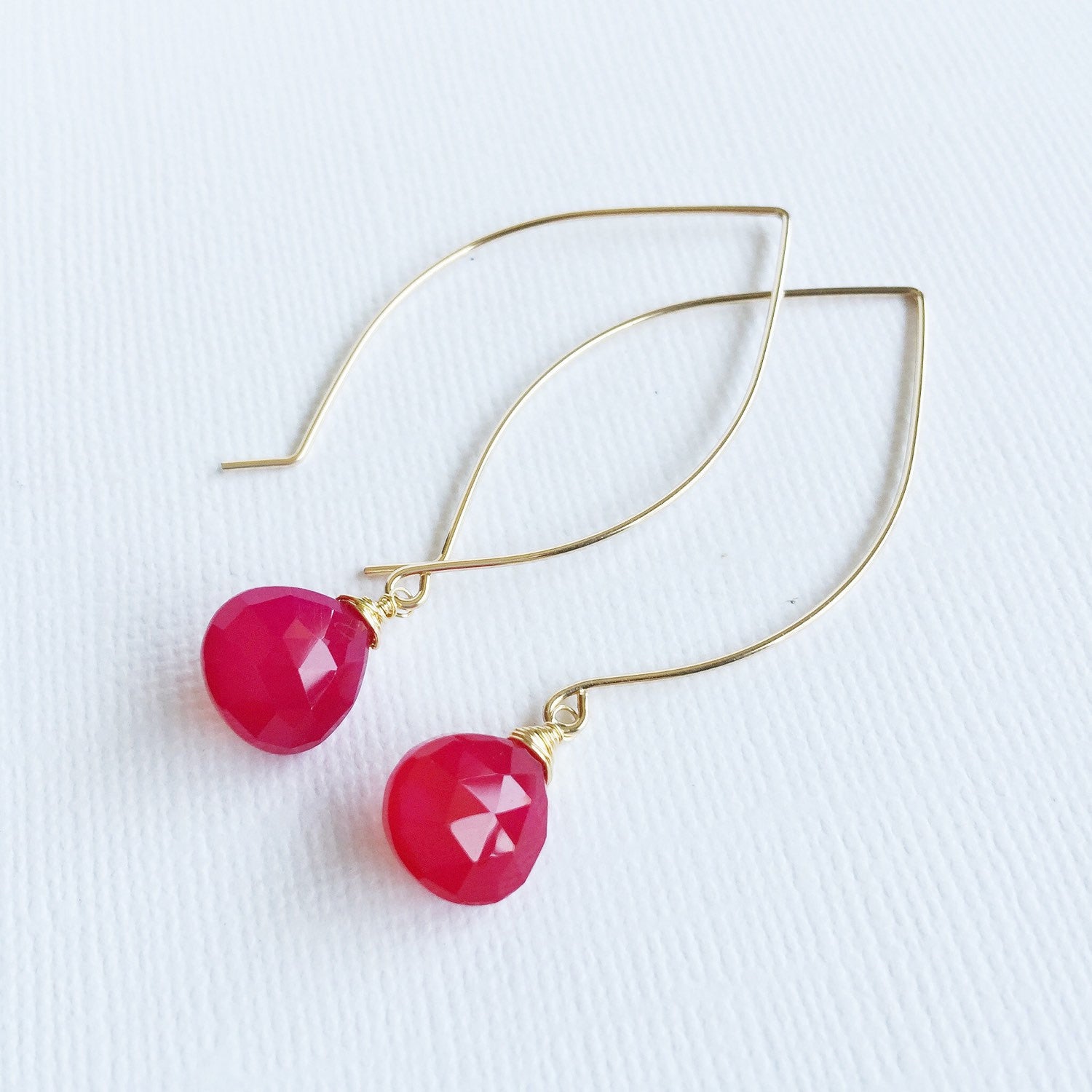 Kalena Ruby Chalcedony Earrings (E252) - Elegant Gemstone Jewelry for Women, Perfect for Parties, Weddings & Special Occasions