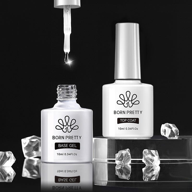 3-Piece Nail Polish Set - Base Coat, Top Coat, and Glossy Finish (10ml Each) for Professional Manicures at Home or Salon Use