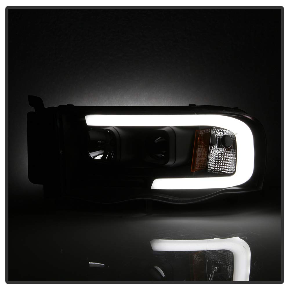 High-Performance LED Tube DRL Headlights for Dodge Ram 1500 (2002-2005) - Black/Clear Lens - Upgrade Your Truck's Style & Visibility for Night Driving & Off-Road Adventures
