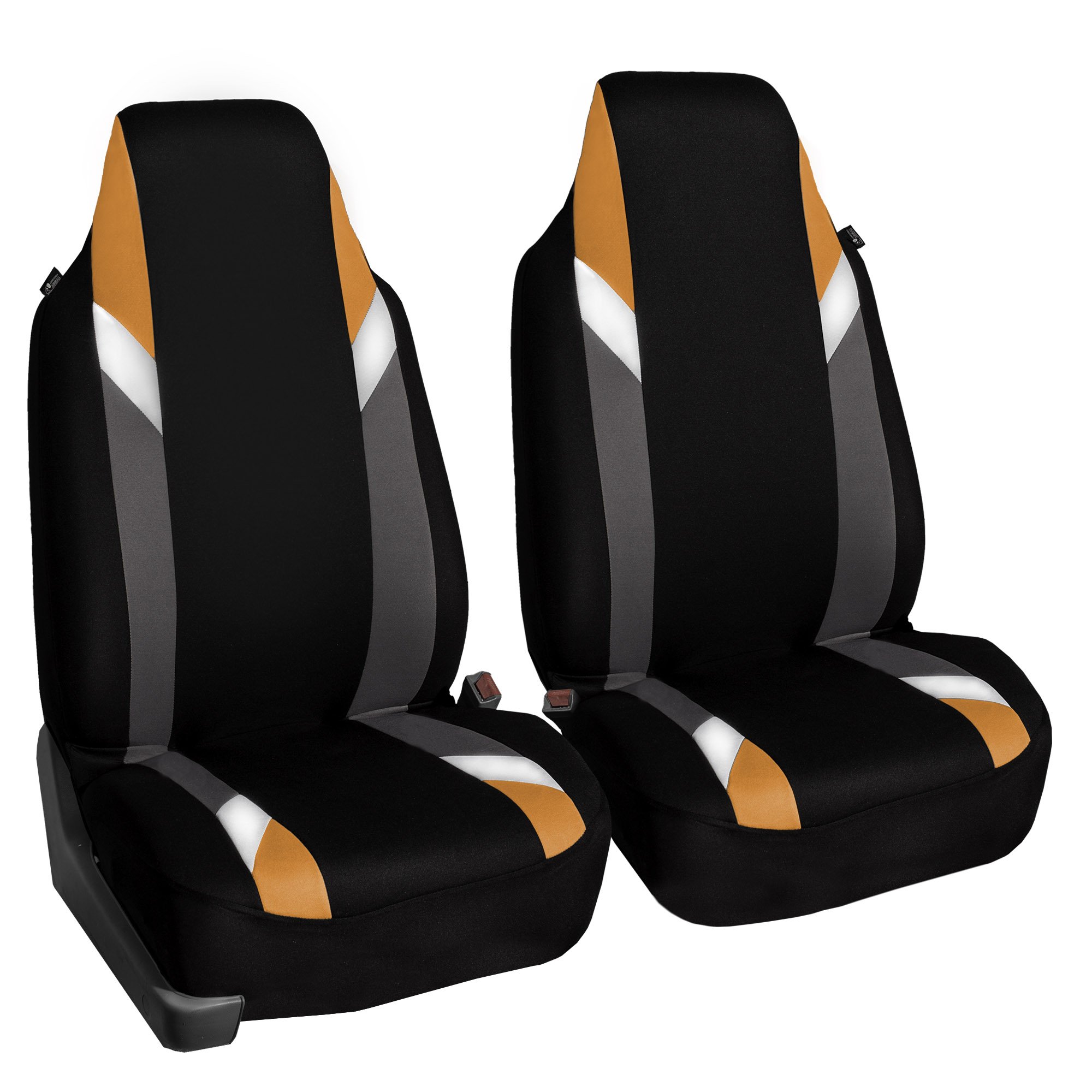 Premium FH Group Universal 1-Piece Car Seat Cover - Breathable Cloth Fabric, Airbag Compatible, Perfect Fit for Bucket Seats, SUVs & Vans (Orange) - Protect & Upgrade Your Vehicle Interior for Daily Commute, Road Trips & Family Travel