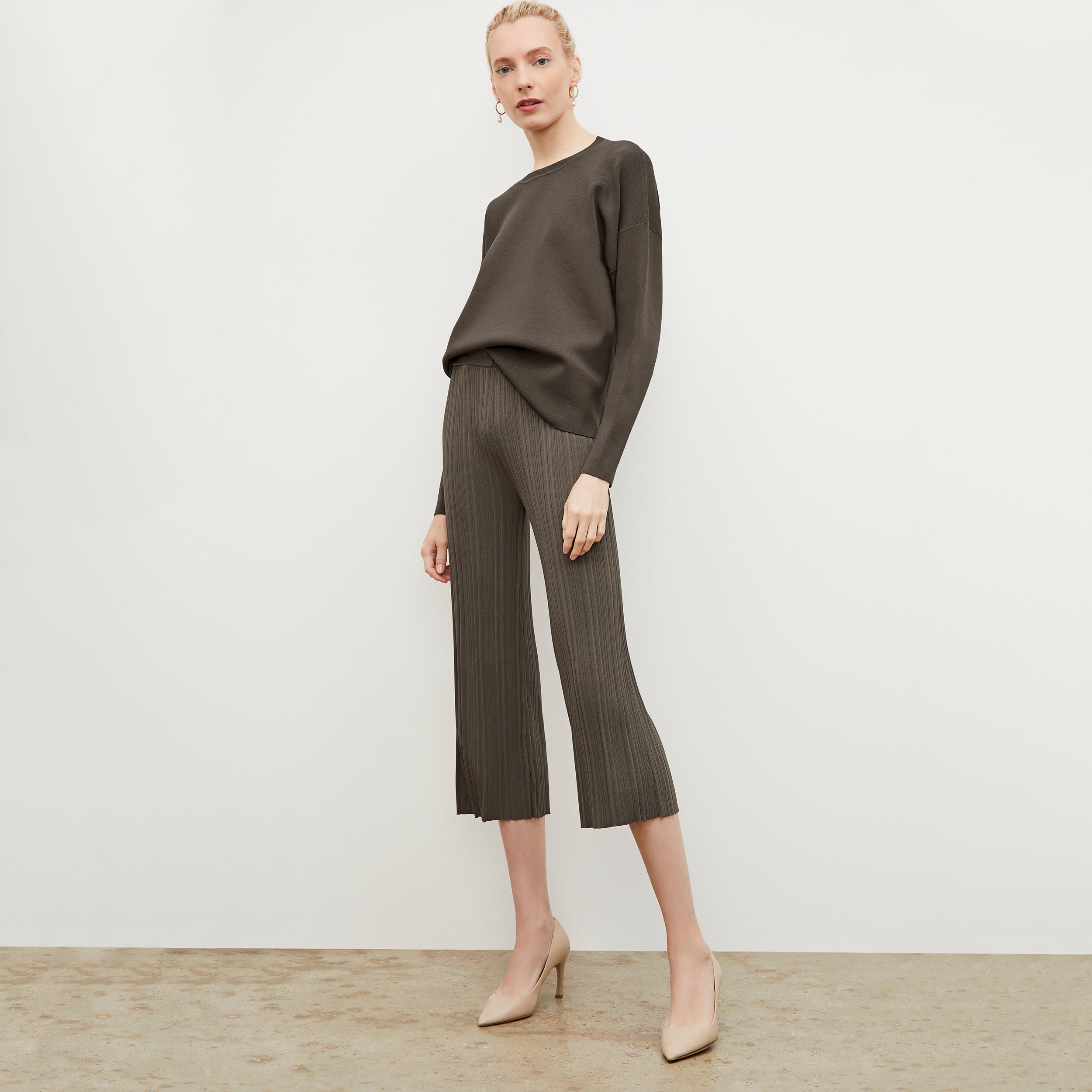 Marijane Textured Knit Pants in Light Ash - Comfortable High-Waisted Lounge Pants for Women - Perfect for Yoga, Home Wear, and Relaxation