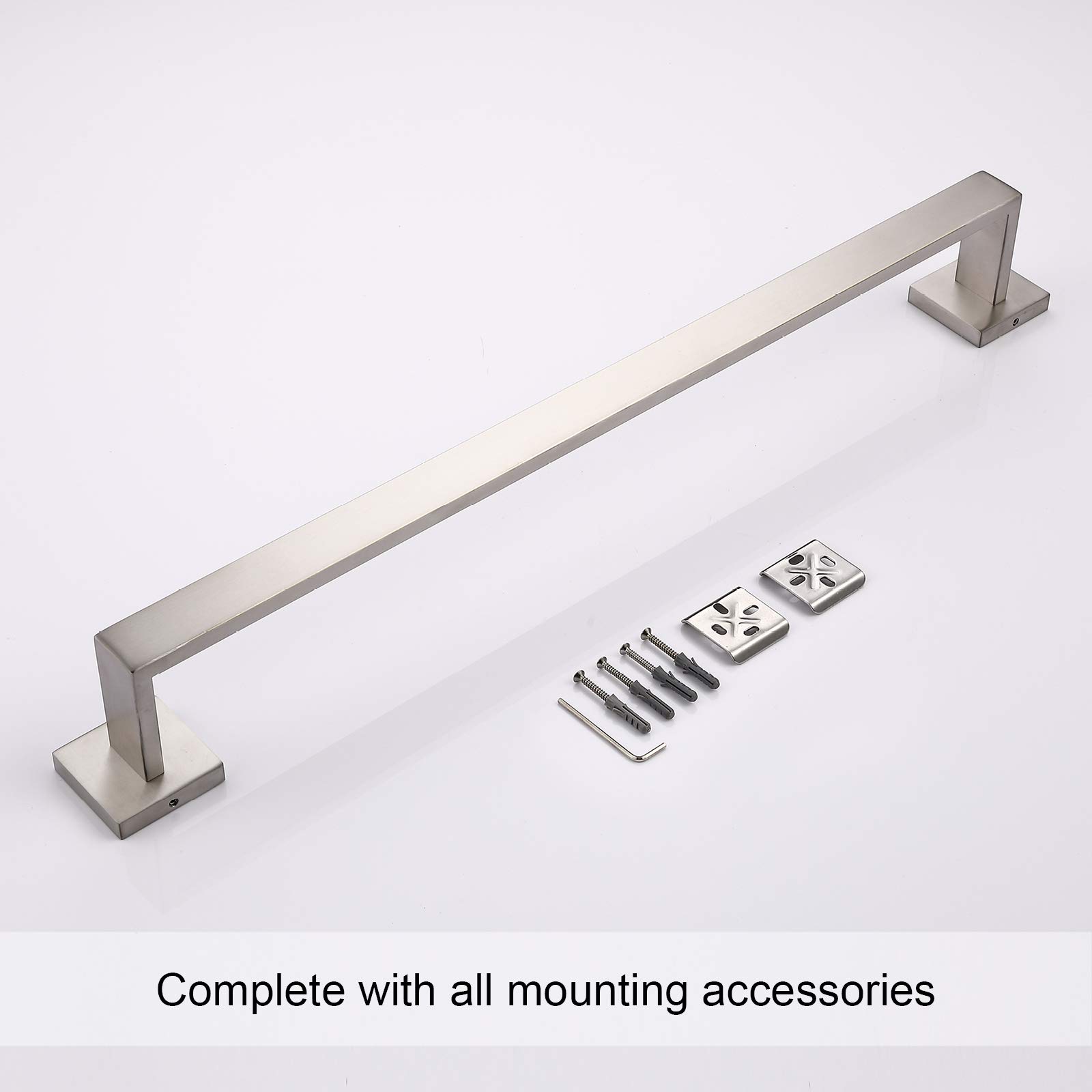 TASTOS 23.6 Inch Black Stainless Steel Towel Bar - Heavy Duty SUS 304 Brushed Nickel Towel Rack for Bathroom & Kitchen - Wall Mounted with Screws - Perfect for Hand Towels, Dish Towels & Bath Towels