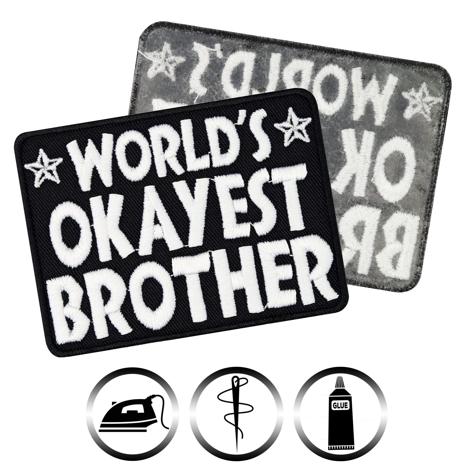 Funny Embroidered Iron On Patches for Best Friends & Brothers - Sew On or Iron On Applique for Jeans, Jackets, Vests, Hats & Bags (3.1x2.36 in) - Perfect Gift for Siblings & Friends - Great for DIY Crafts, Denim Upgrades & Personalized Fashion