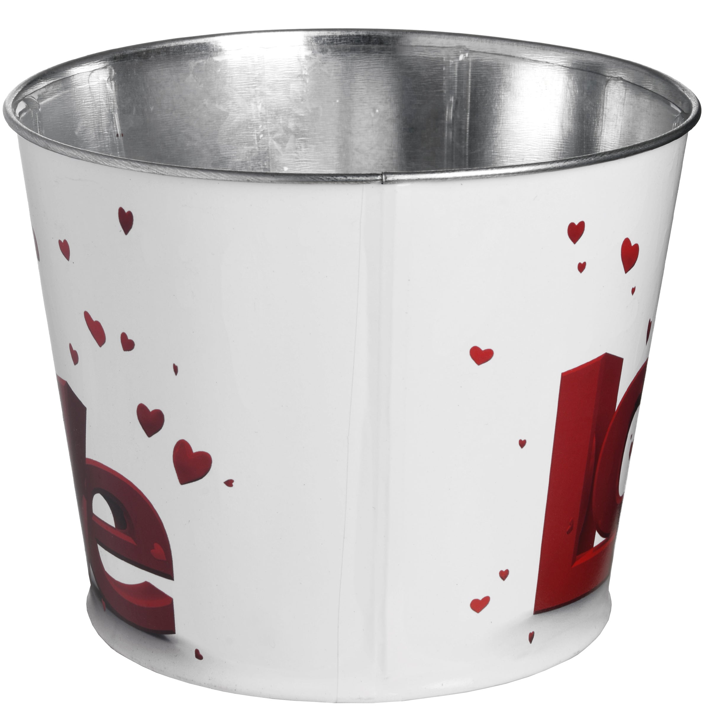 2 Piece Valentine's Day 'LOVE' Tin Pots Decorated with Red Hearts - Romantic Home Decor for Couples, Wedding Anniversary Gifts & Table Centerpiece Decorations