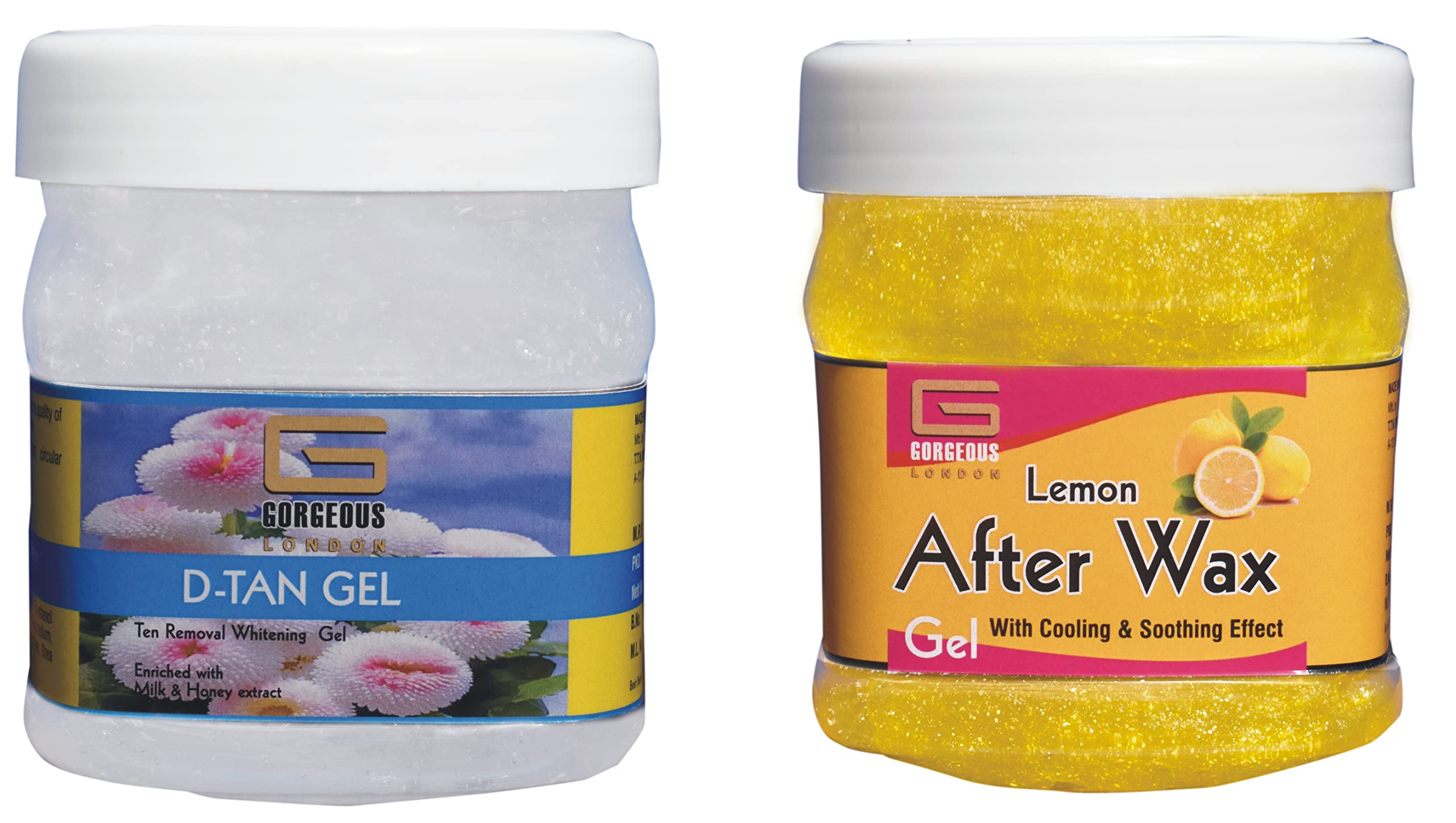 London D-Tan Gel & Lemon After Wax Gel Combo (2 x 450ml) - Skin Brightening & Hair Removal Care for Smooth, Glowing Skin - Perfect for Post-Waxing & Tan Removal