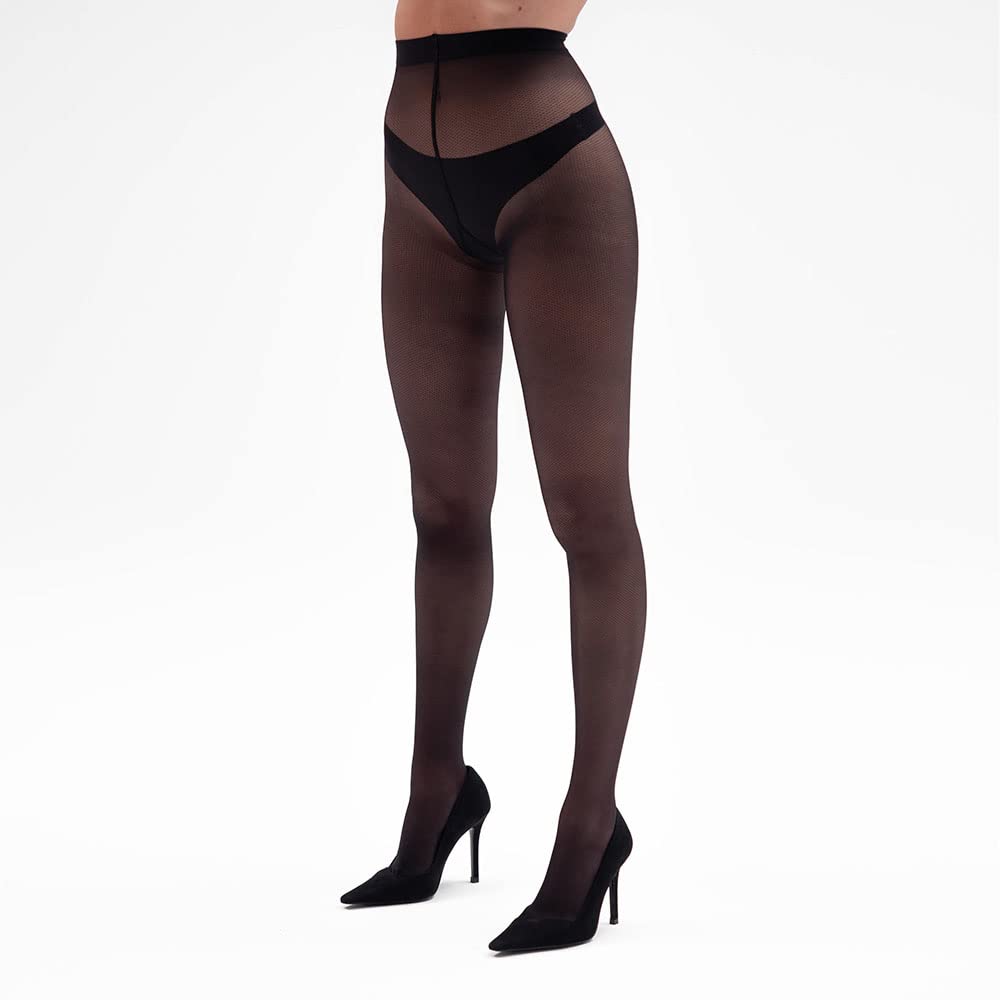 SOLIDEA Women's 70 Denier Micromesh Graduated Compression Tights 12-15 mmHg - Support Hose for Circulation, Varicose Veins & Swelling - Perfect for Travel, Workout & Everyday Wear (Black, Size 12)