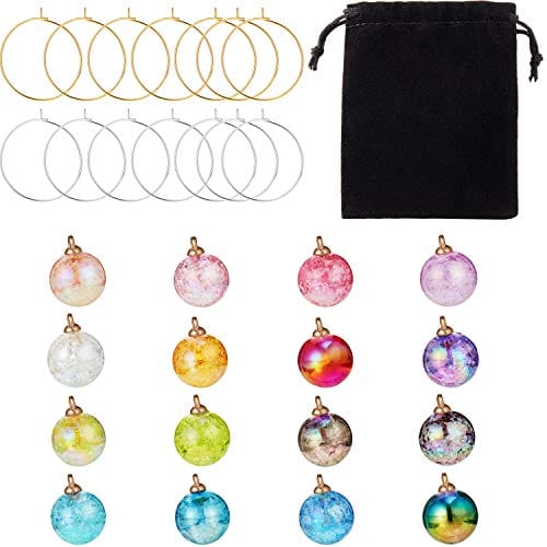 16 Pcs Wine Glass Charms - Reusable Stemware Markers with Plaid Beads for Christmas, New Year & Holiday Parties - Perfect Gift for Wine Tasting Events & Dinner Party Favors