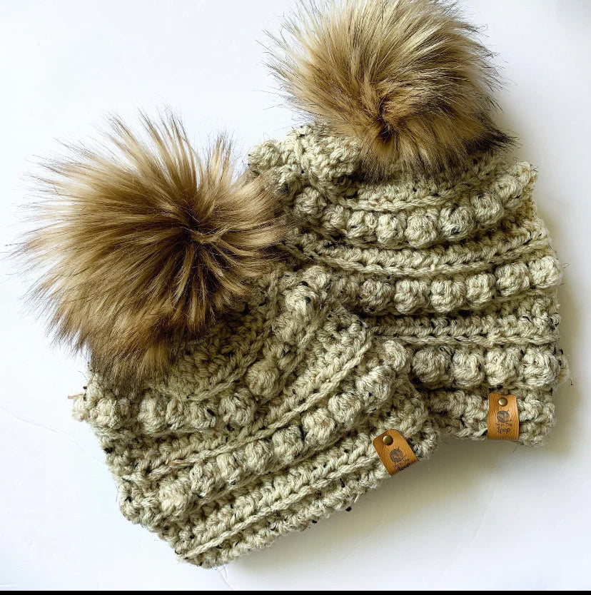 I'm In The Loop Oatmeal Child Bobble Beanie - Warm Knit Hat for Kids - Perfect for Winter Outdoor Play & Cold Weather Activities