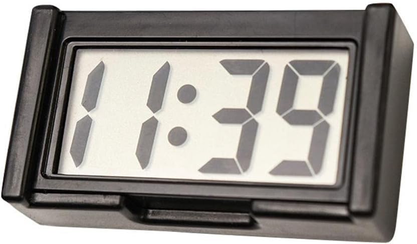 Black Mini Car Clock - Digital Dashboard Clock with Self-Adhesive Bracket for Cars, Trucks & Motorcycles | Compact Auto Accessory for Easy Time Tracking While Driving