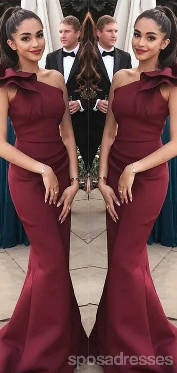 Elegant Burgundy One Shoulder Mermaid Bridesmaid Dress - Long Formal Evening Gown for Weddings & Special Occasions | WG1089 | Perfect for Prom, Cocktail Parties & Red Carpet Events