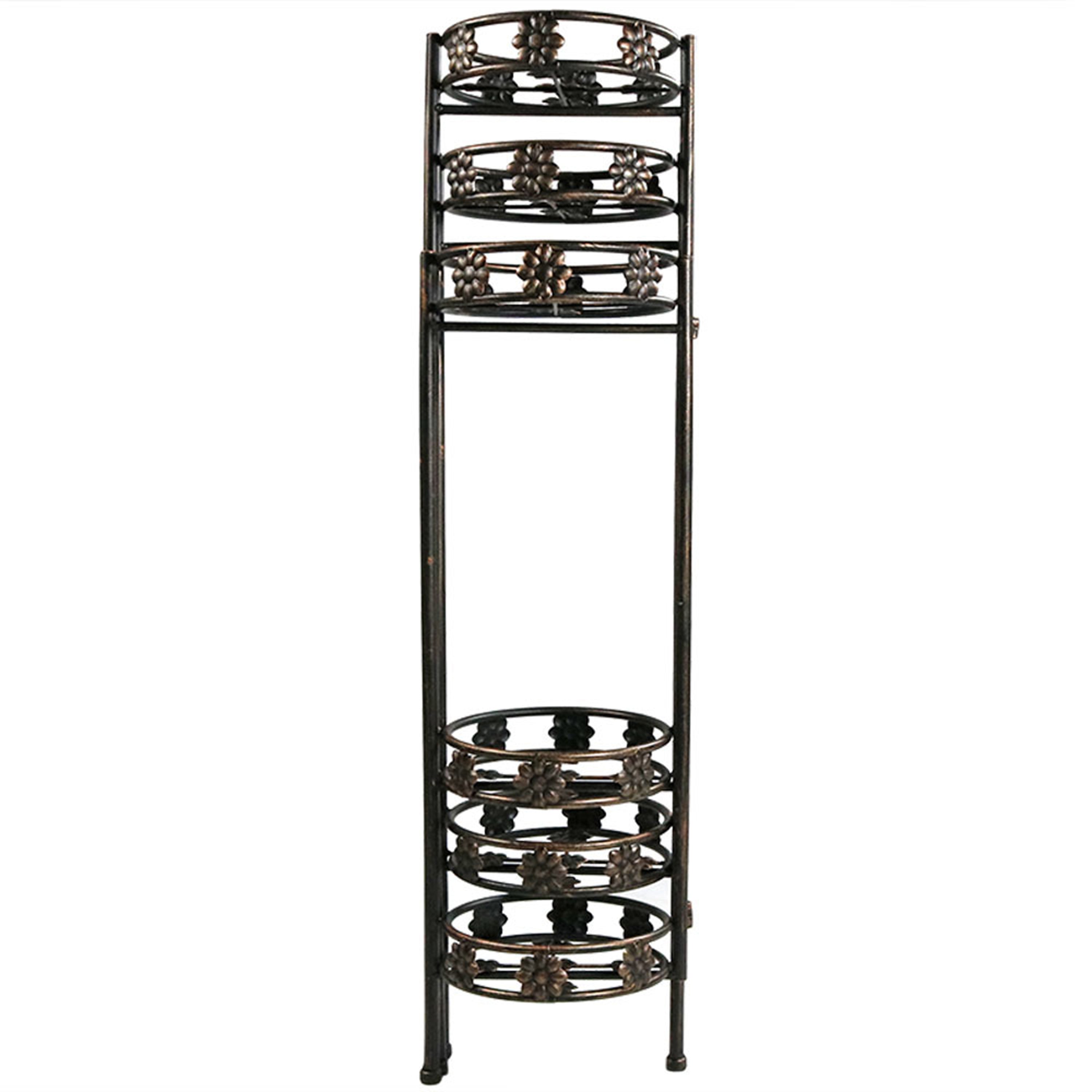6 Tier Folding Plant Stand for Indoor/Outdoor Use - Heavy Duty Metal Flower Pot Holder Shelf for Patio, Garden & Home Decor - Sunnydaze