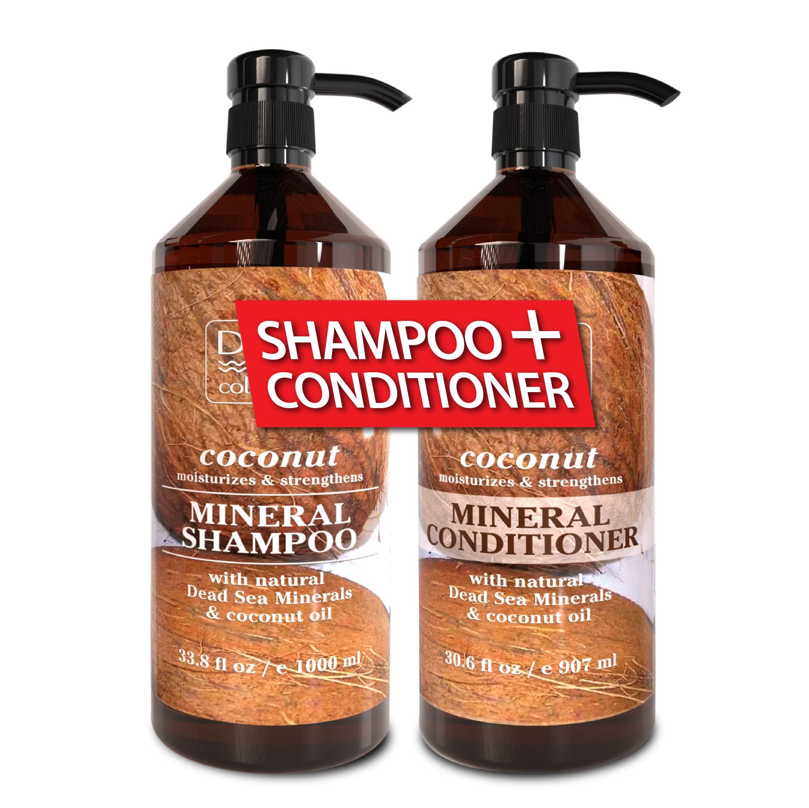 Dead Sea Spa Gift Set - Coconut Body Wash (2x67.6oz), Shampoo & Conditioner Set (2x67.6oz), Salt Scrub (23.28oz), Hand Soap (2x33.8oz) & Body Oil (4oz) Bundle - Perfect for Home Relaxation & Self-Care Routine