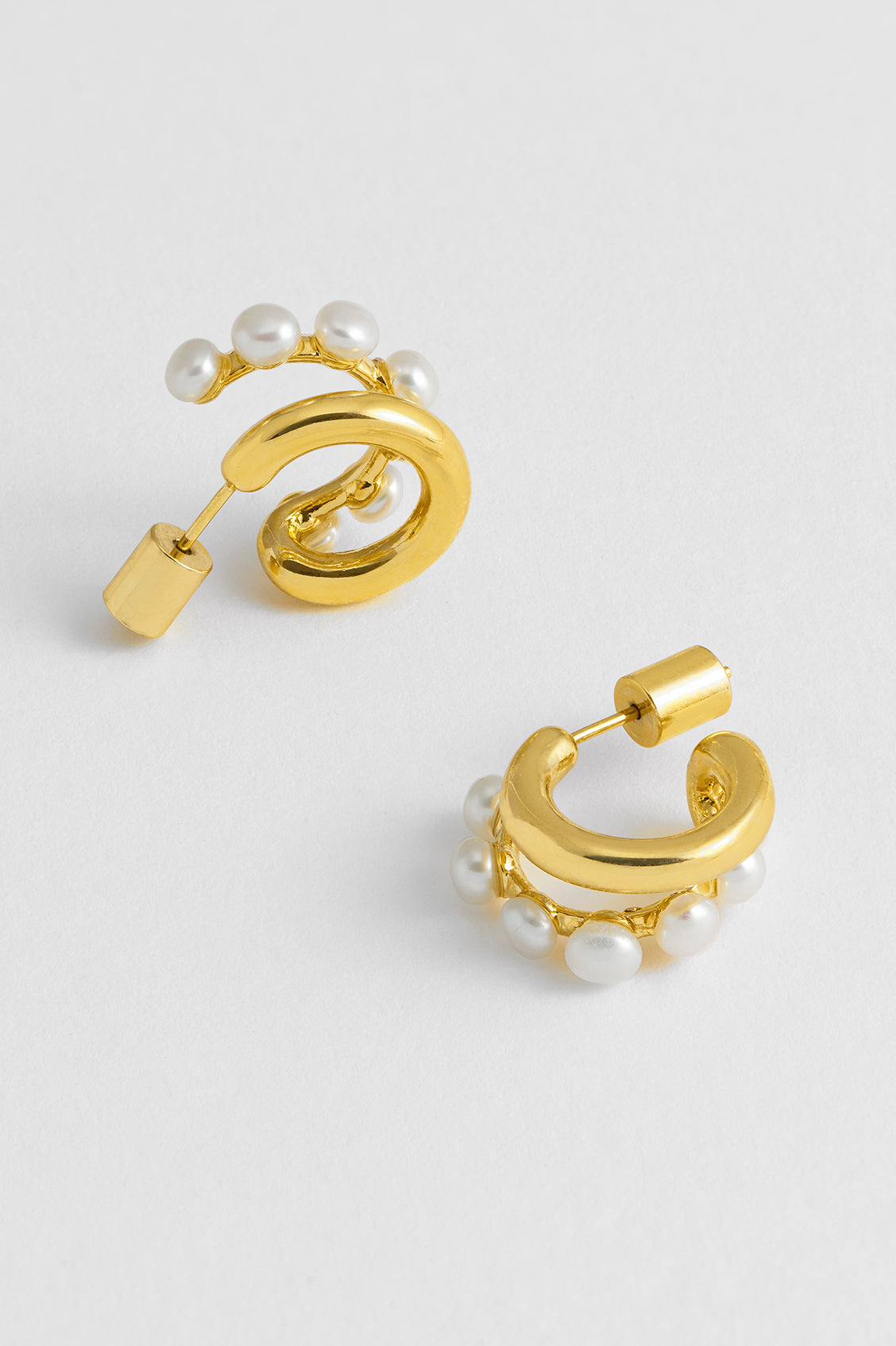 Elegant Pearl Double Illusion Hoop Earrings for Women - Hypoallergenic & Lightweight - Perfect for Weddings, Parties & Everyday Wear