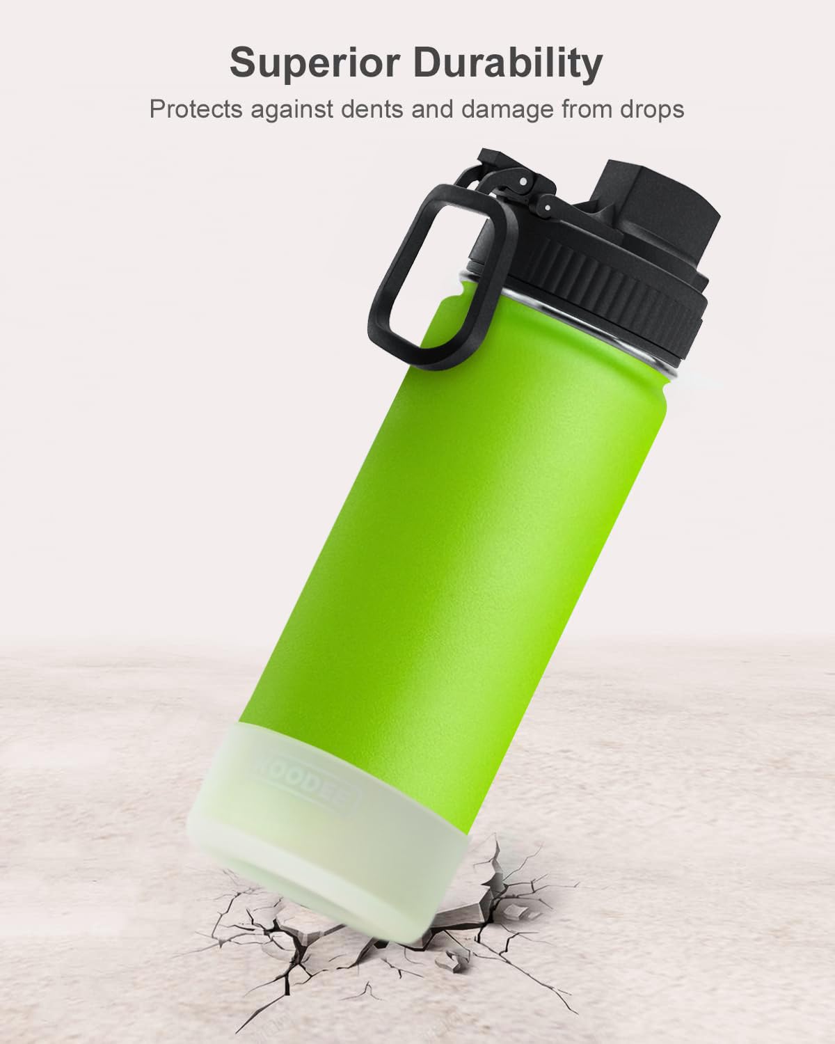 KOODEE 16 oz Stainless Steel Insulated Water Bottle with Straw - 2 Pack BPA Free Reusable Metal Bottles for Women & Girls (Apple Green & Mango Yellow) - Perfect for School, Gym, Hiking & Outdoor Activities
