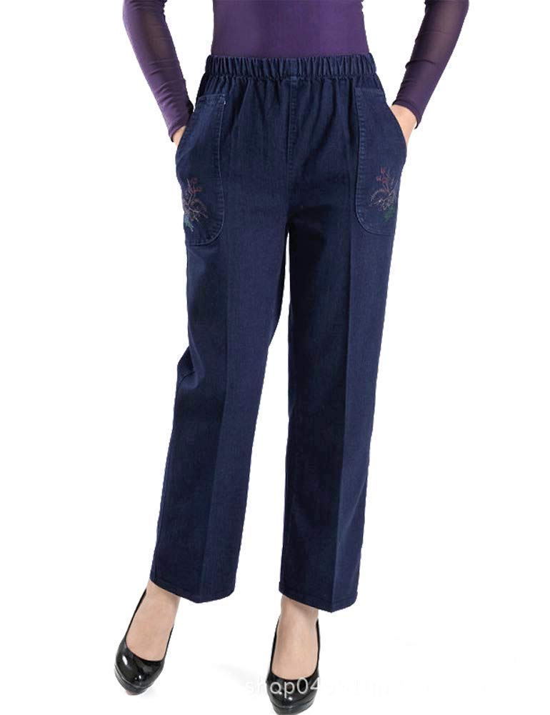 IDEALSANXUN Women's Fleece Lined Jeans - Stretch Elastic Waist, Loose Fit Straight Leg Winter Pants for Casual Wear & Outdoor Activities