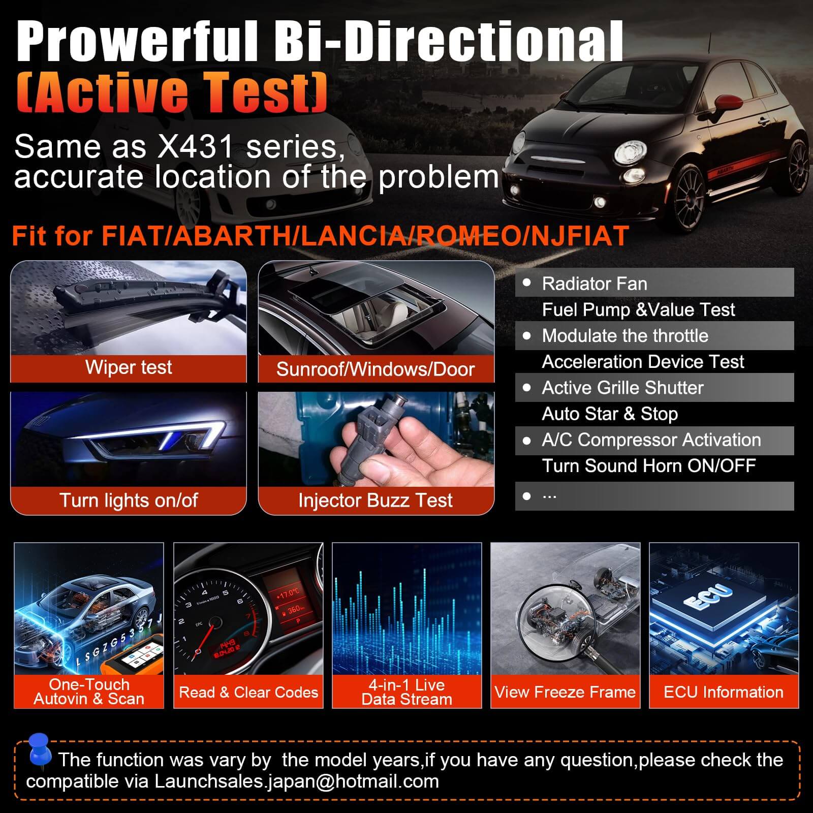 LAUNCH X431 Creader Elite 2.0 Bi-Directional OBD2 Scanner for Fiat & Alfa Romeo - Full System Diagnostic Tool for Engine, ABS, SRS, Transmission - Professional Car Scanner for Mechanics & DIY Auto Repair