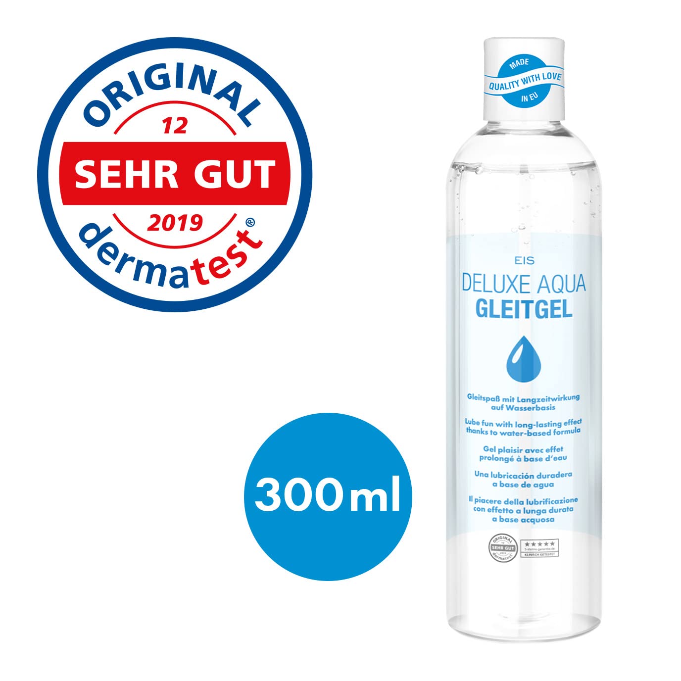 EIS Deluxe Aqua Lubricant - Premium Water-Based Personal Lubricant for Anal, Vaginal & Sex Toy Use | Long-Lasting, Hypoallergenic Formula for Men & Women | Great with Condoms & Massage | 1L Bottle | Perfect for Couples, Solo Play & Sensual Exploration